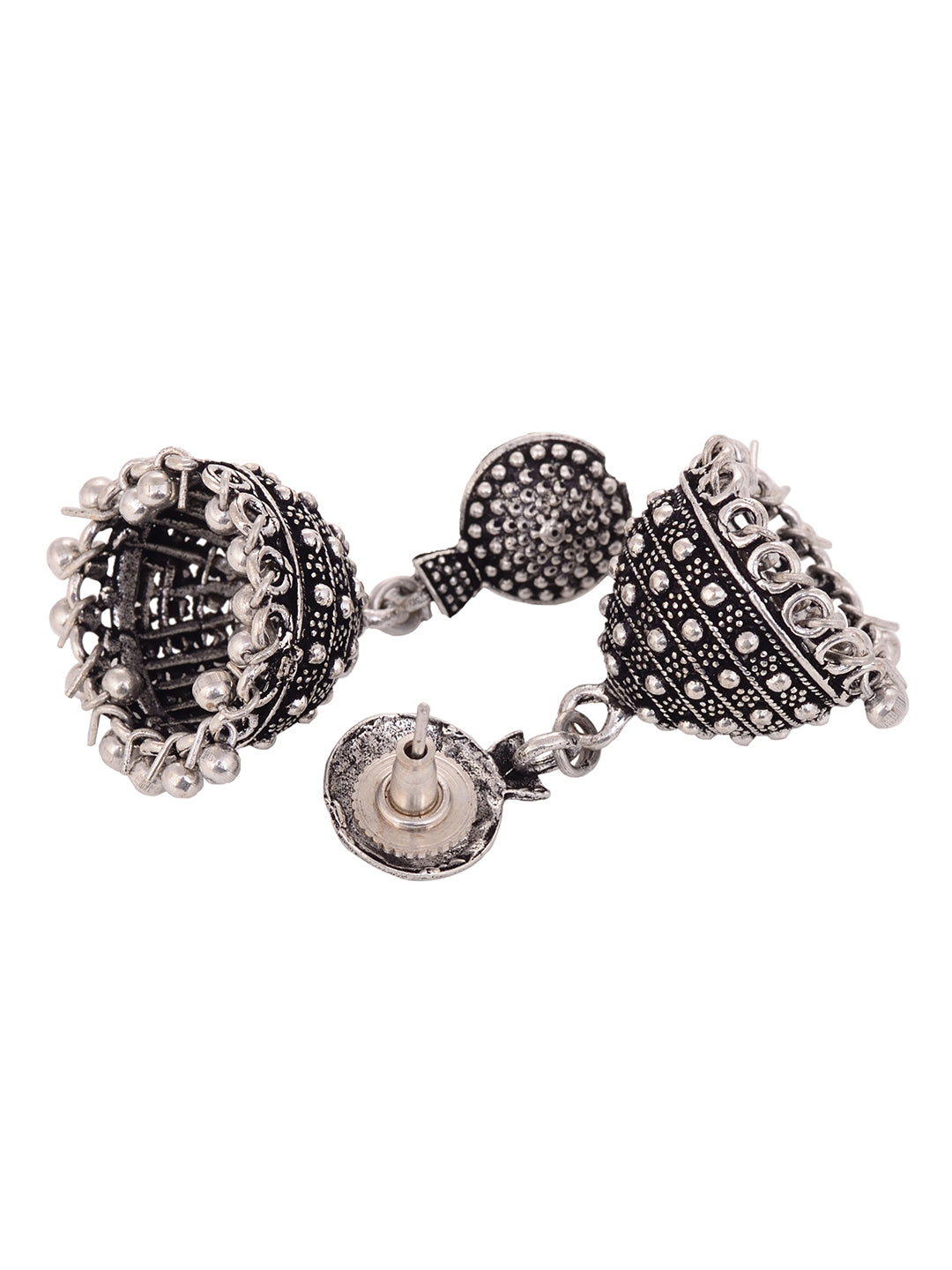 Silver Toned Jhumka Earrings