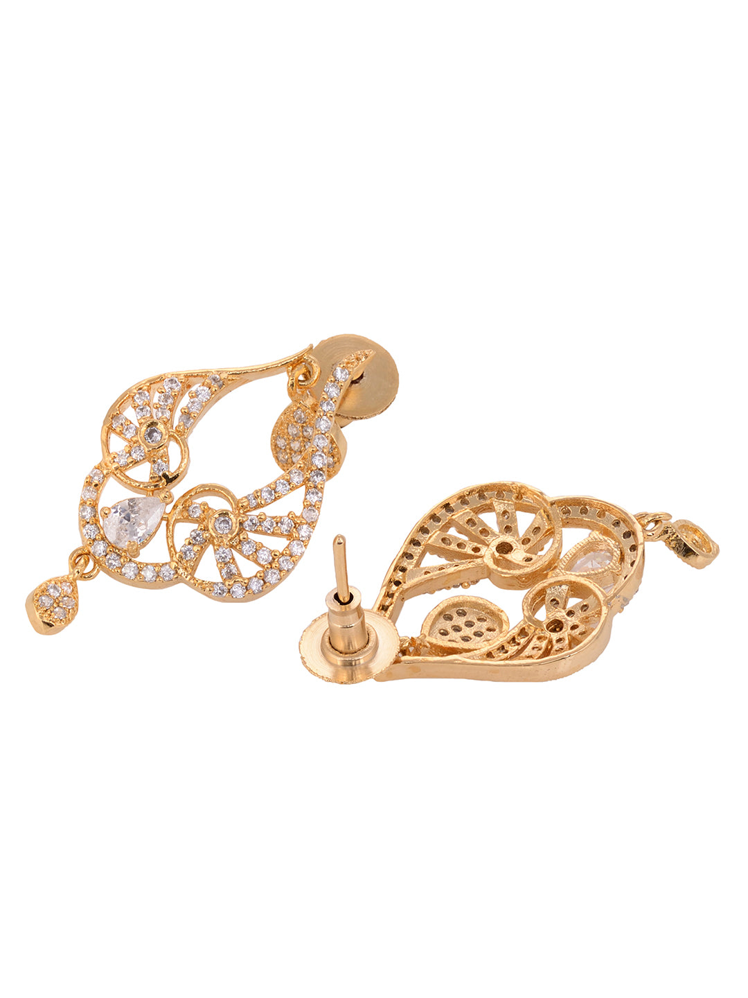 Gold Plated White AD studded handcrafted Stud Earrings