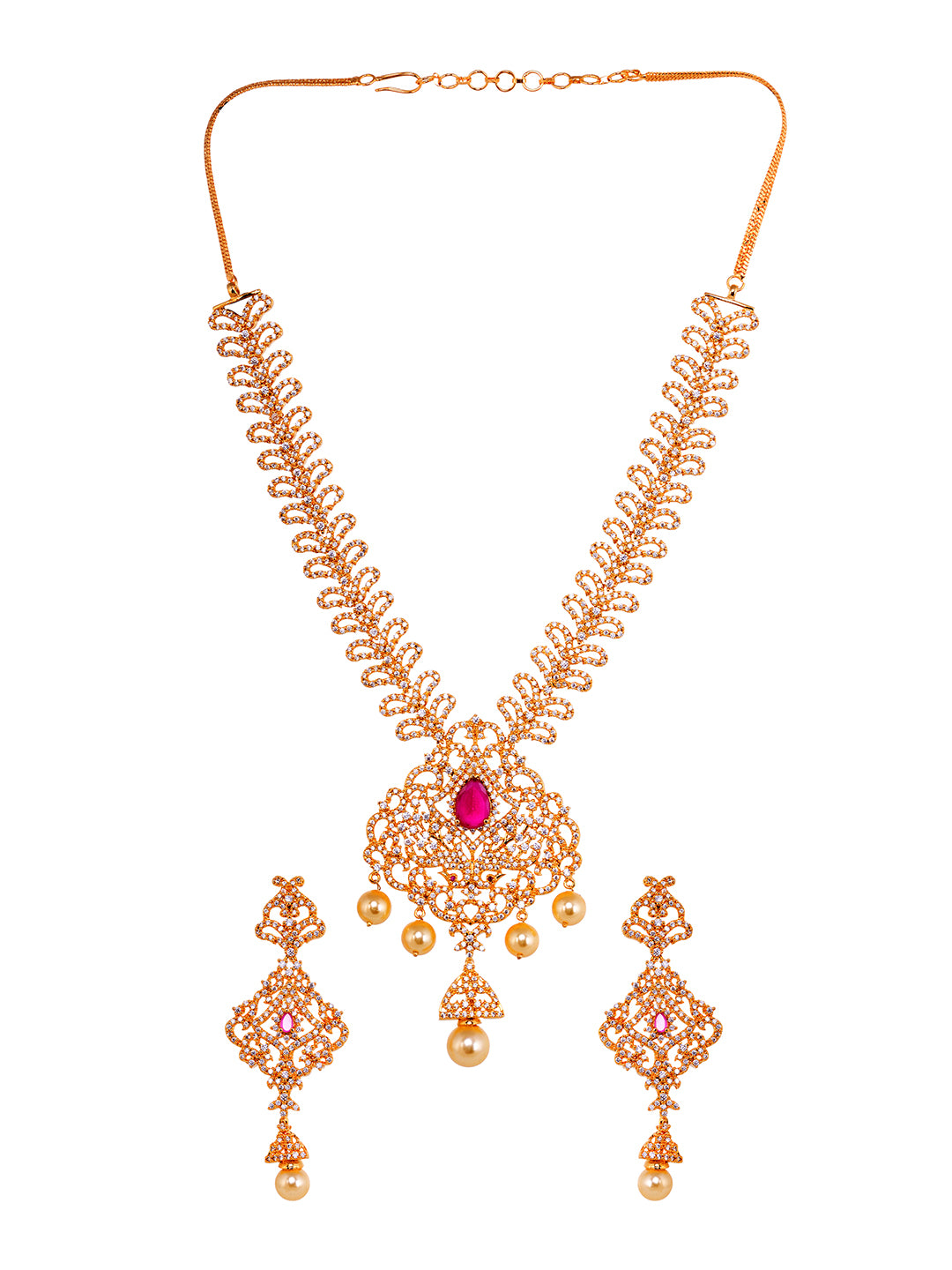 Gold Plated Traditional Multi Necklace Earrings