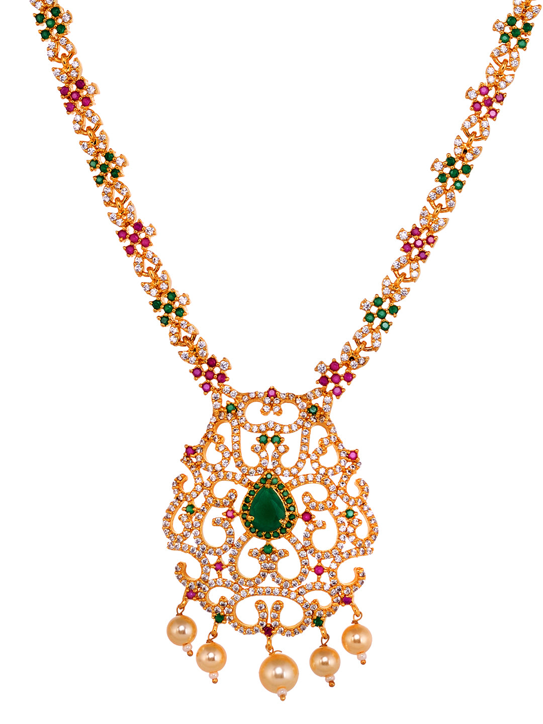 Gold Plated Traditional Multi Necklace Earrings Set