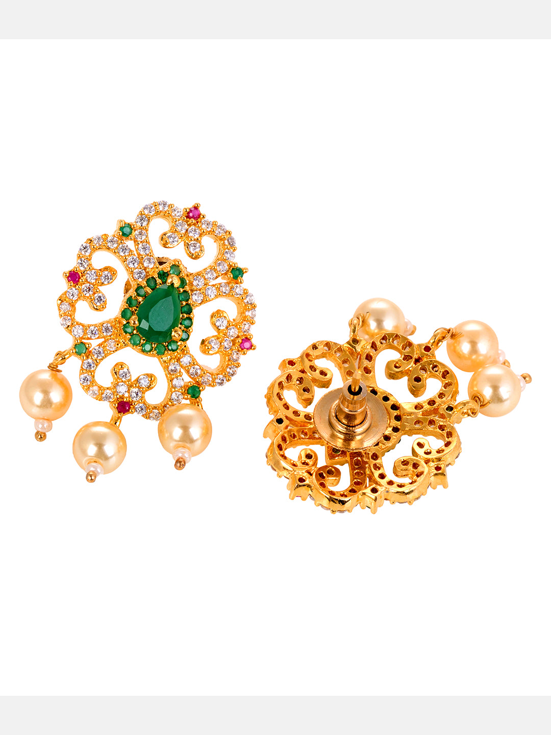 Gold Plated Traditional Multi Necklace Earrings Set