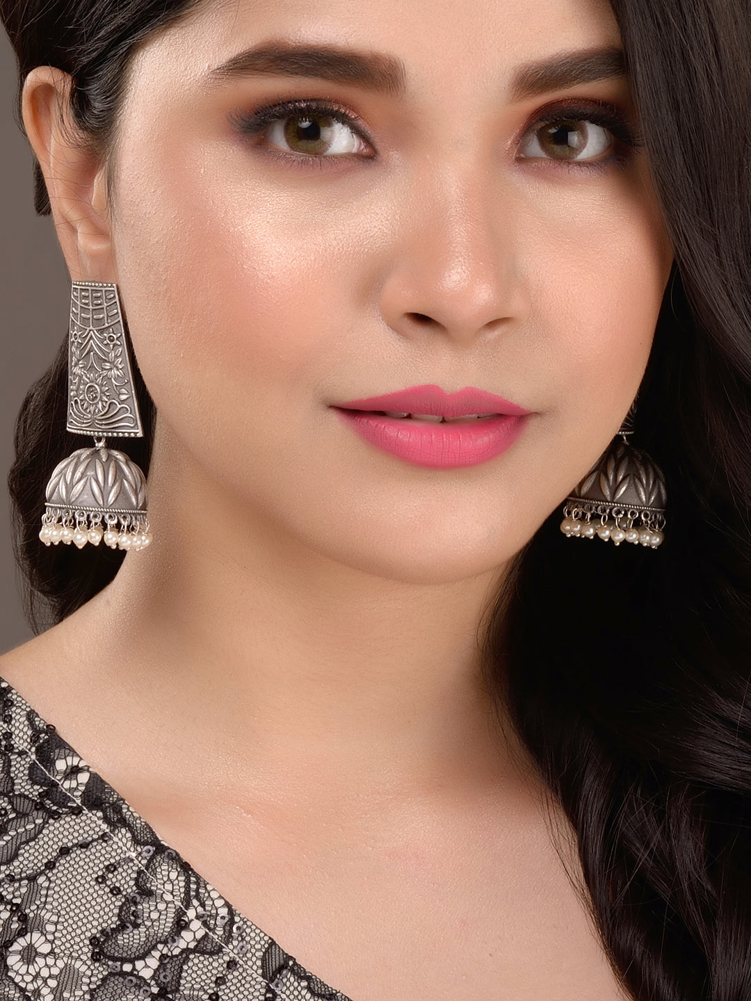 Oxidised Siver Handcrafted Filigree Dome Jhumka Earrings