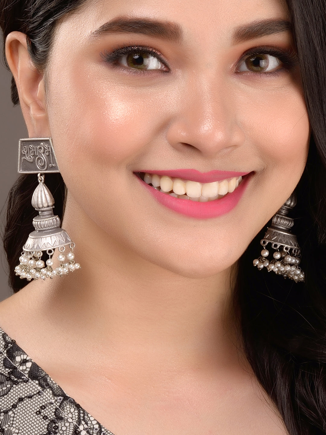 Silver Oxidised Handcrafted Contemporary Jhumka Earrings