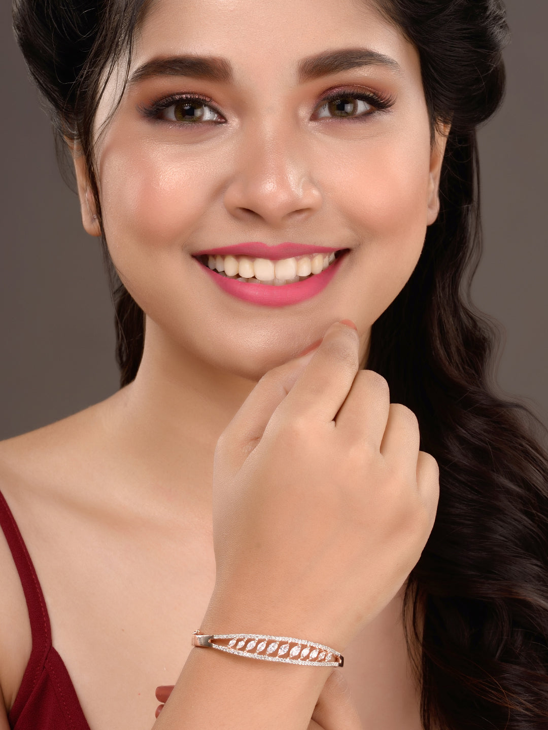 Rose gold Plated White AD Studded Delicate Bracelet