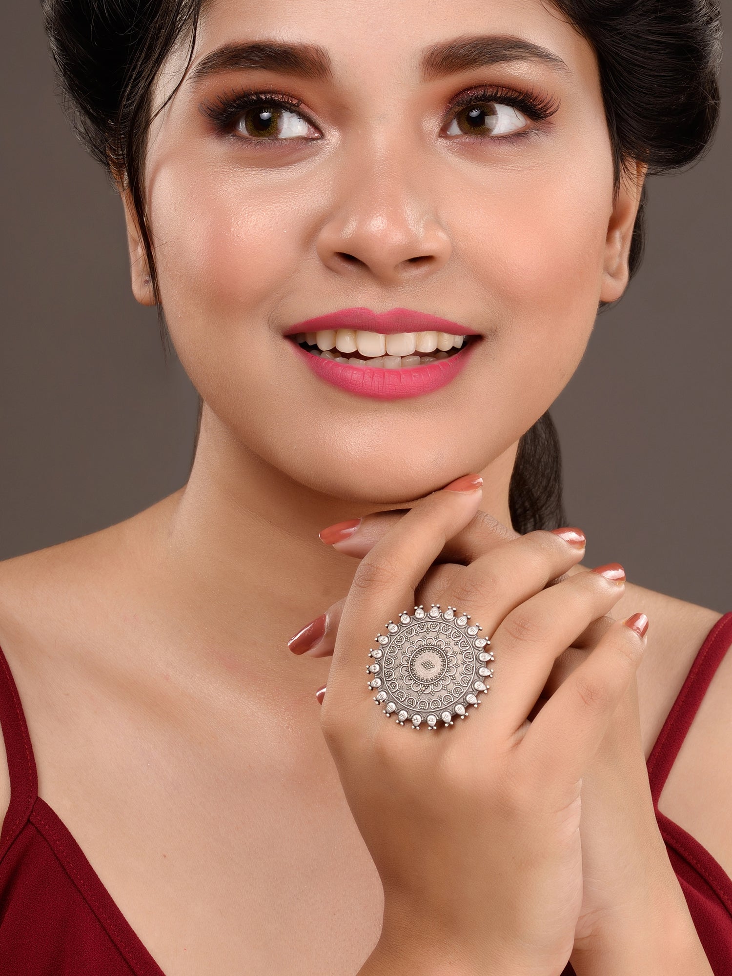 Oxidised Silver Plated filigree Finger Ring