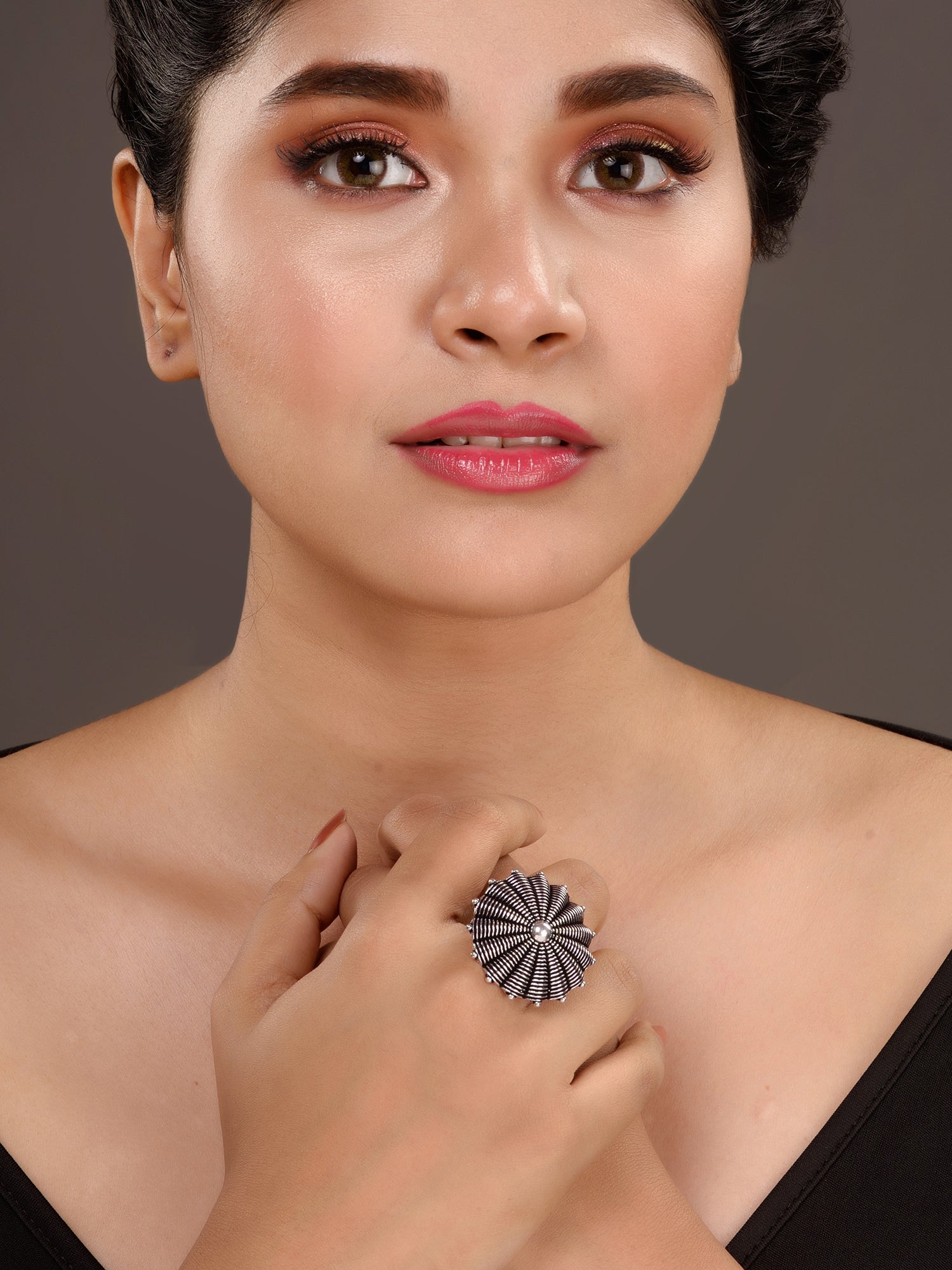 Oxidised Silver Plated Finger Ring