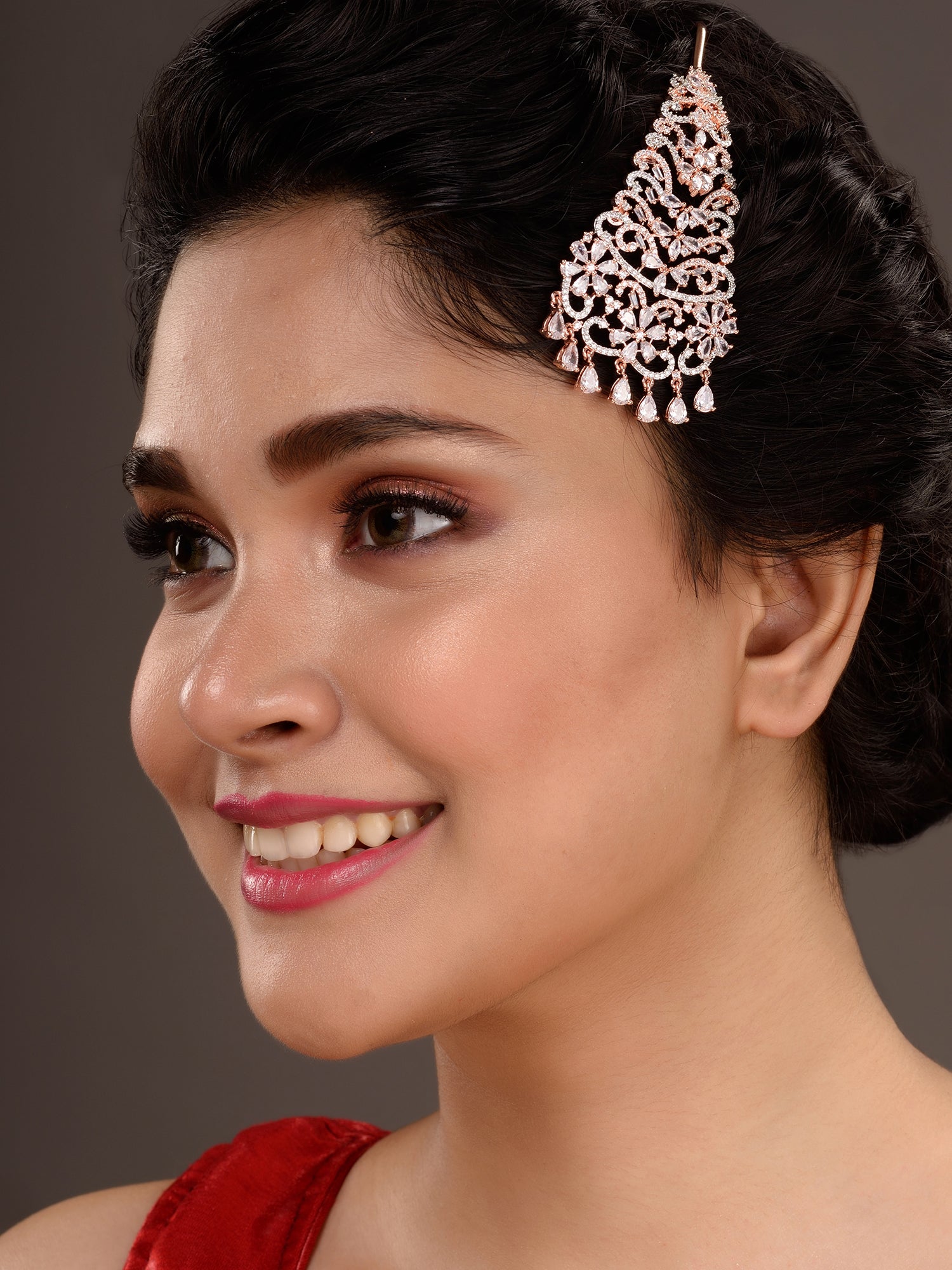 Rose Gold Plated AD studed Floral design Passa