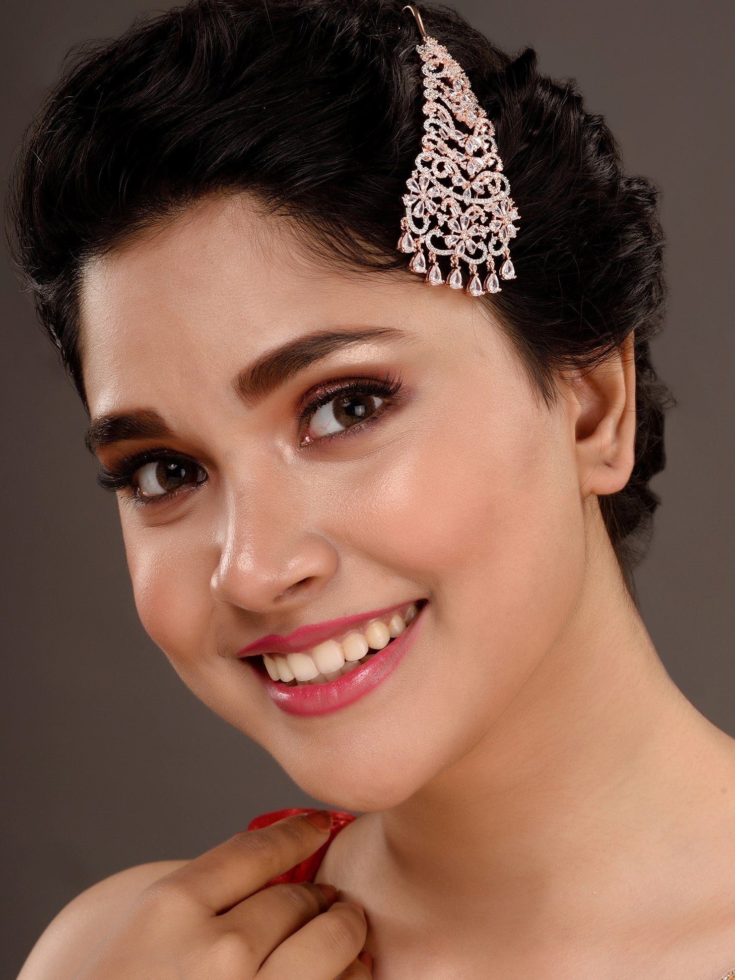 Rose Gold Plated AD studed Floral design Passa