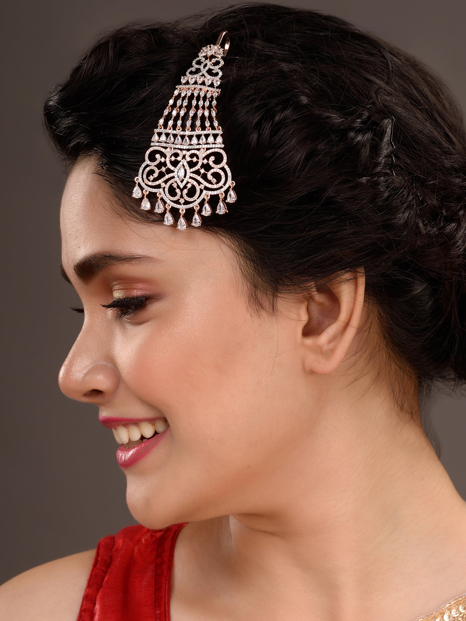 Rose Gold Plated AD studed Passa