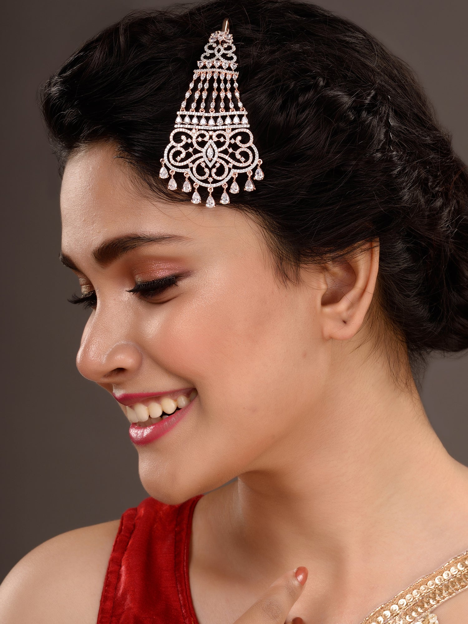 Rose Gold Plated AD studed Passa