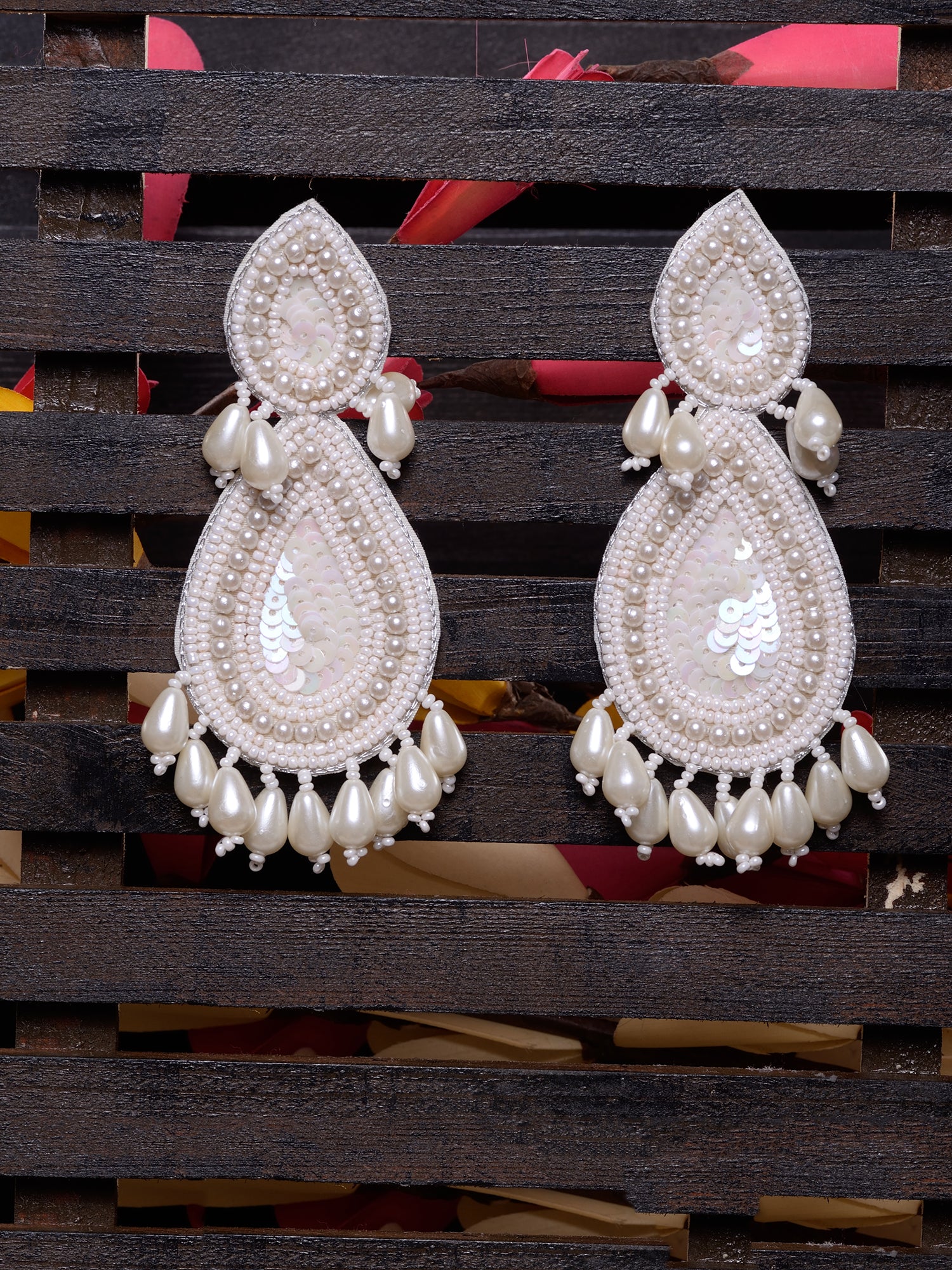 White Contemporary Drop Earrings