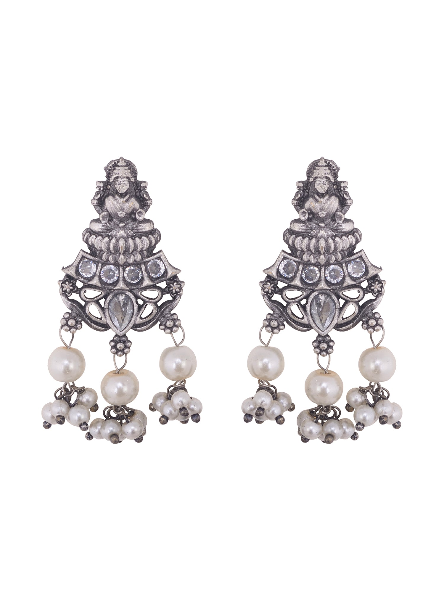 Oxidised Silver Toned lakshmi Motif Antique Temple Jewellery set