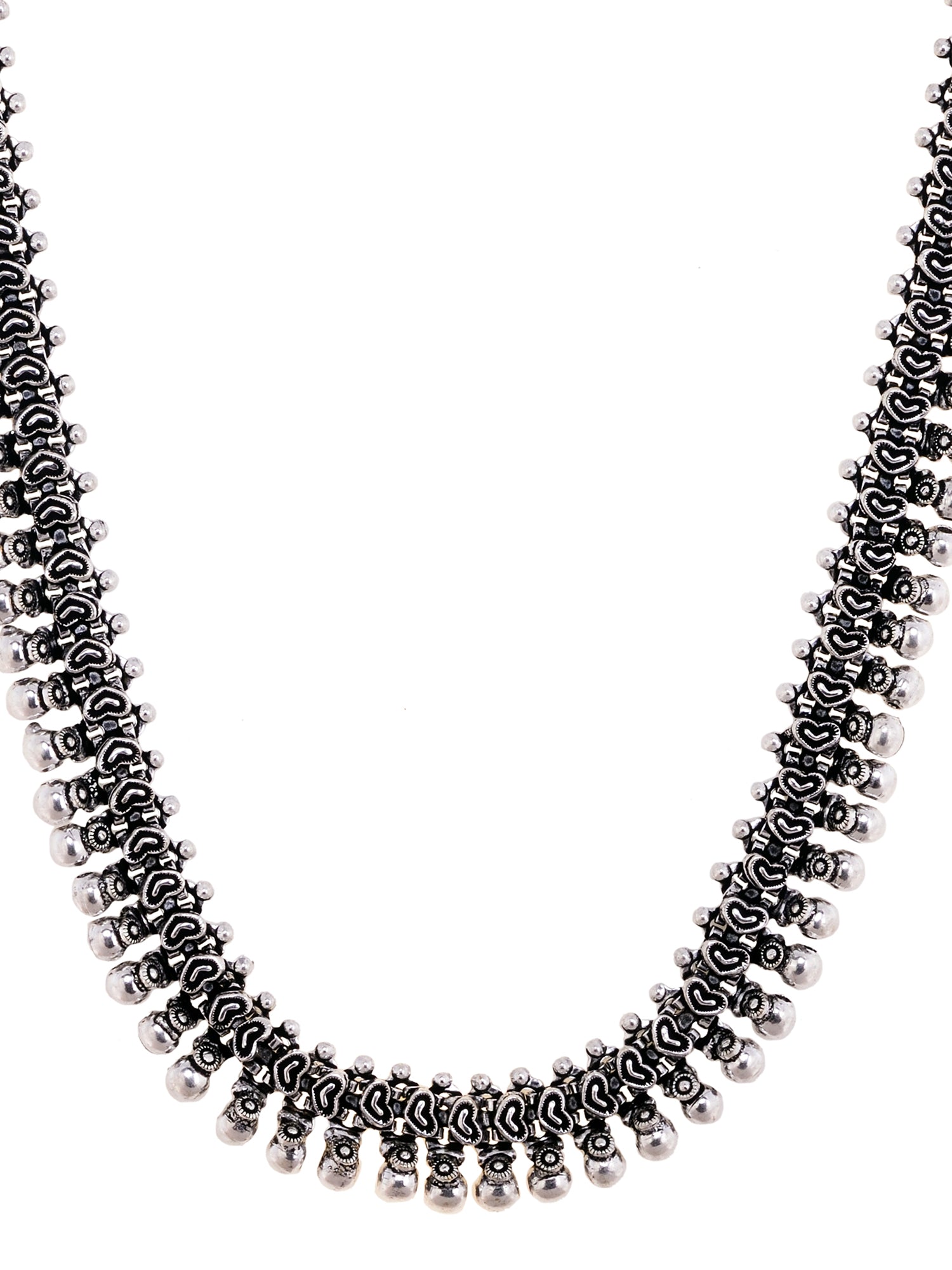 Oxidised Silver Toned Textured Necklace