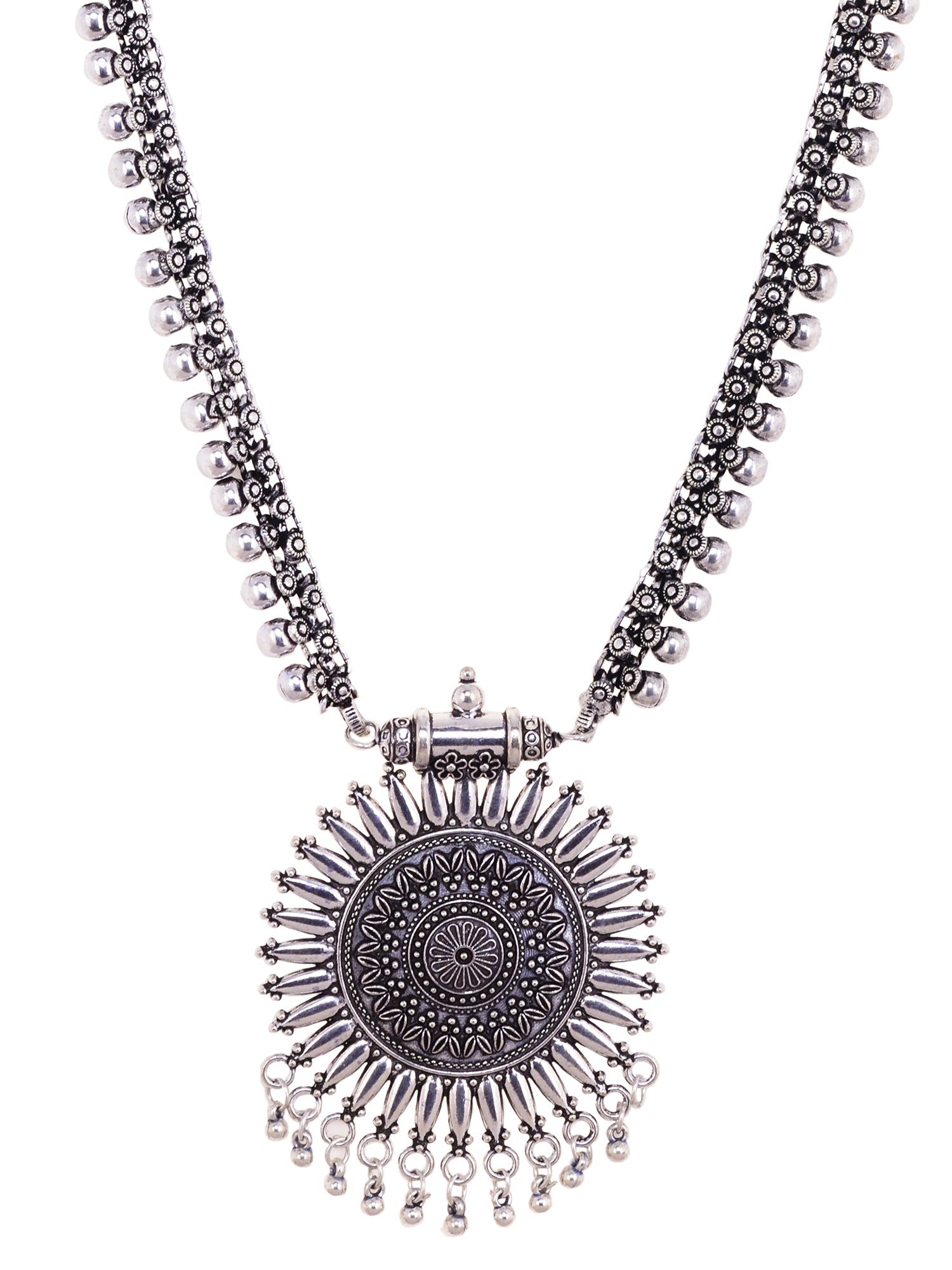 Oxidised Silver Plated Solar Design Necklace Jhumki Jewellery Set