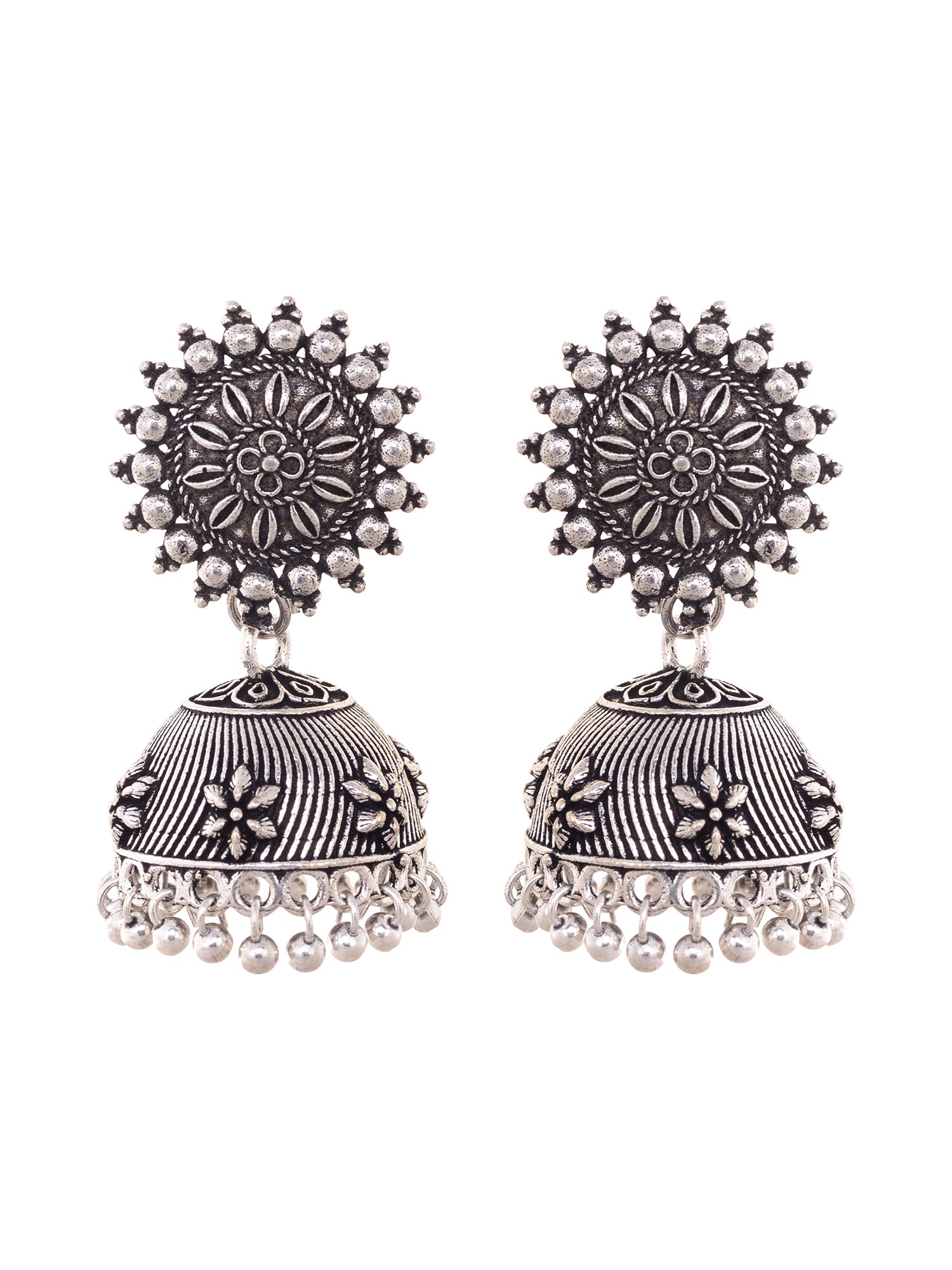 Oxidised Silver Plated Solar Design Necklace Jhumki Jewellery Set