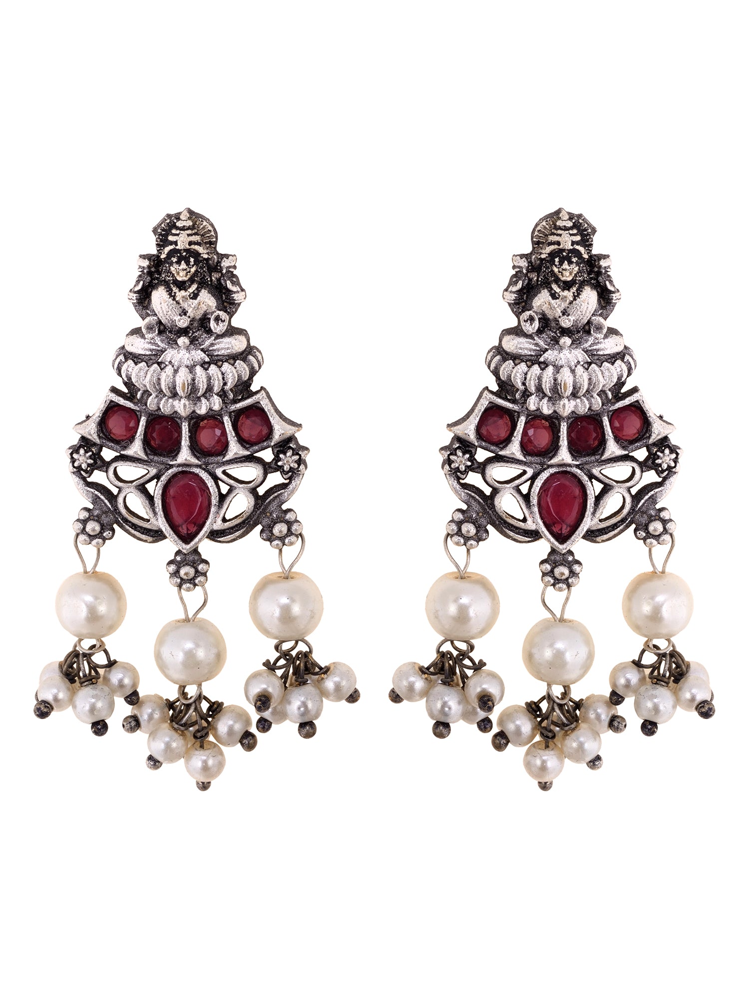 Oxidised Silver Toned Antique Temple Peacock Design Choker Jewellery set