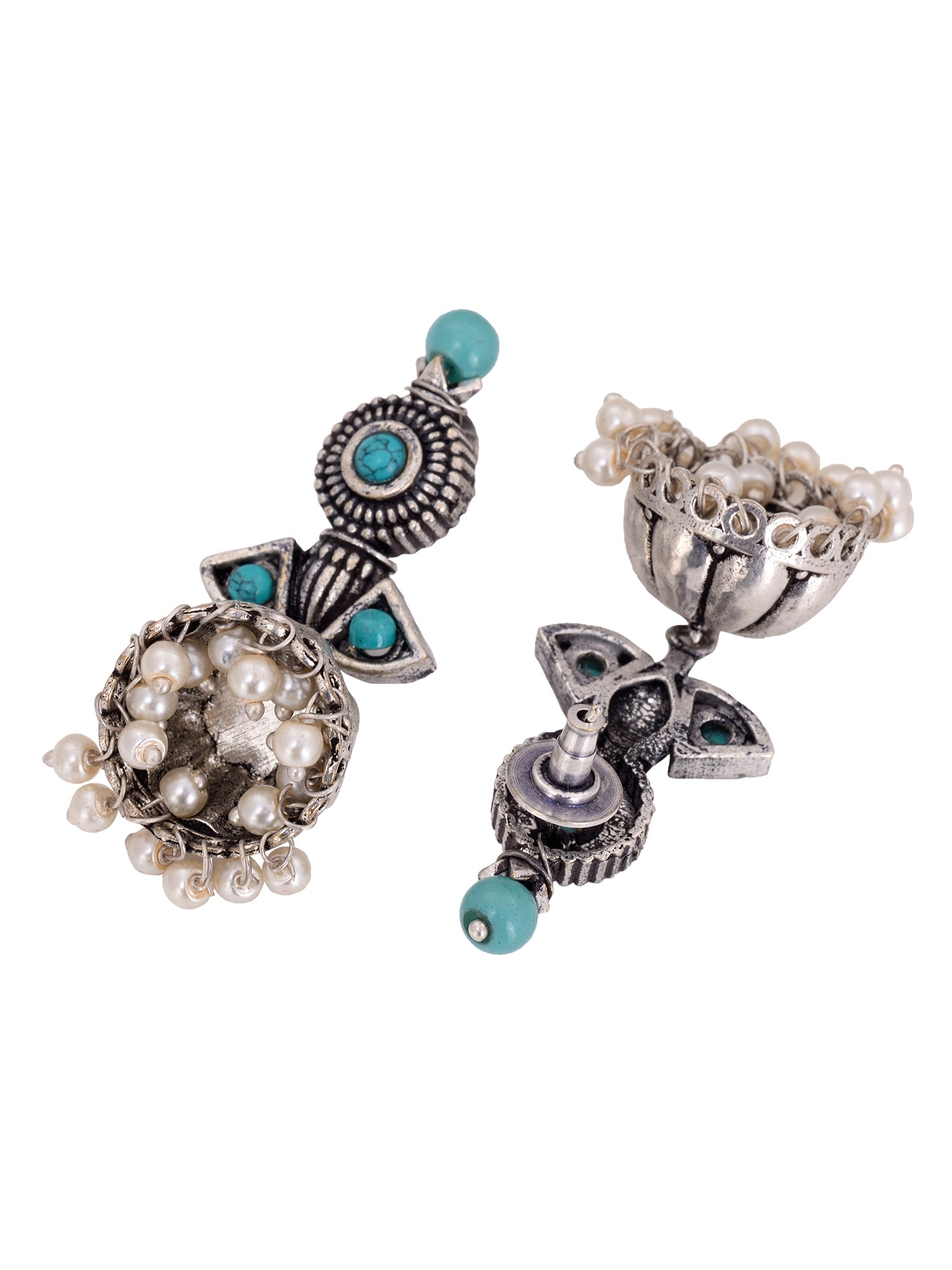 Oxidised Silver Toned Aqua Turquoise Choker Jewellery set