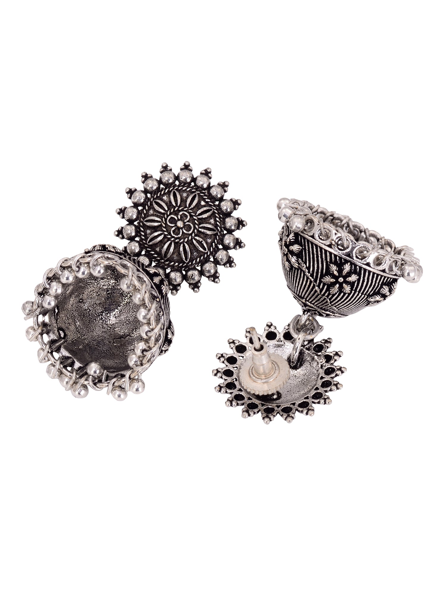 Oxidised Silver Plated Solar Design Necklace Jhumki Jewellery Set