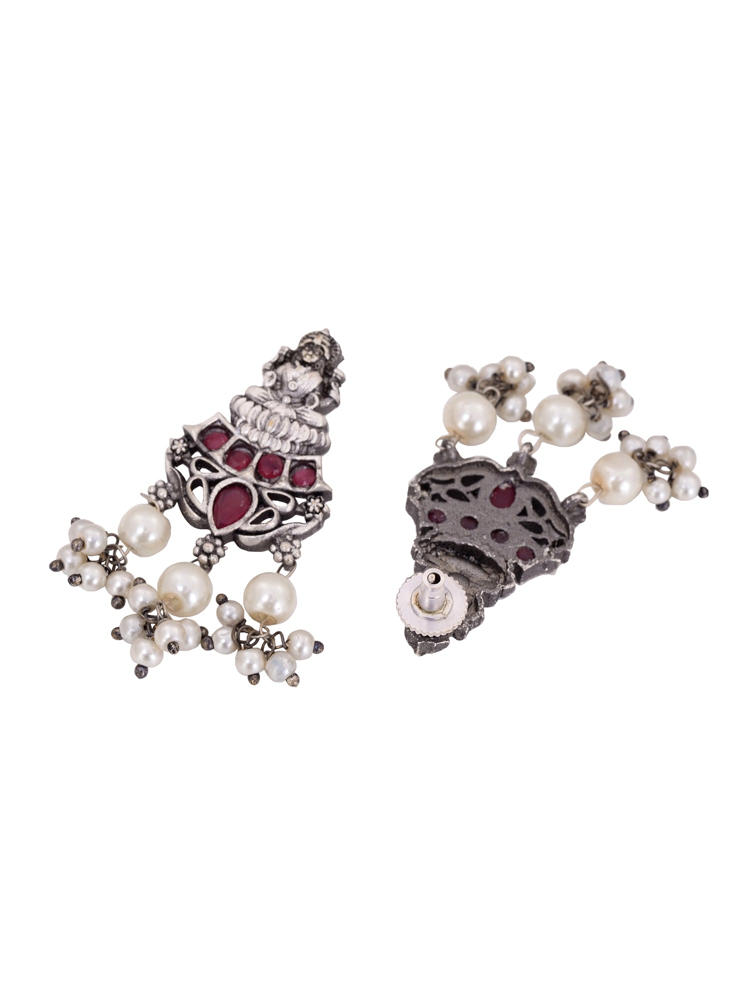 Oxidised Silver Toned Antique Temple Peacock Design Choker Jewellery set