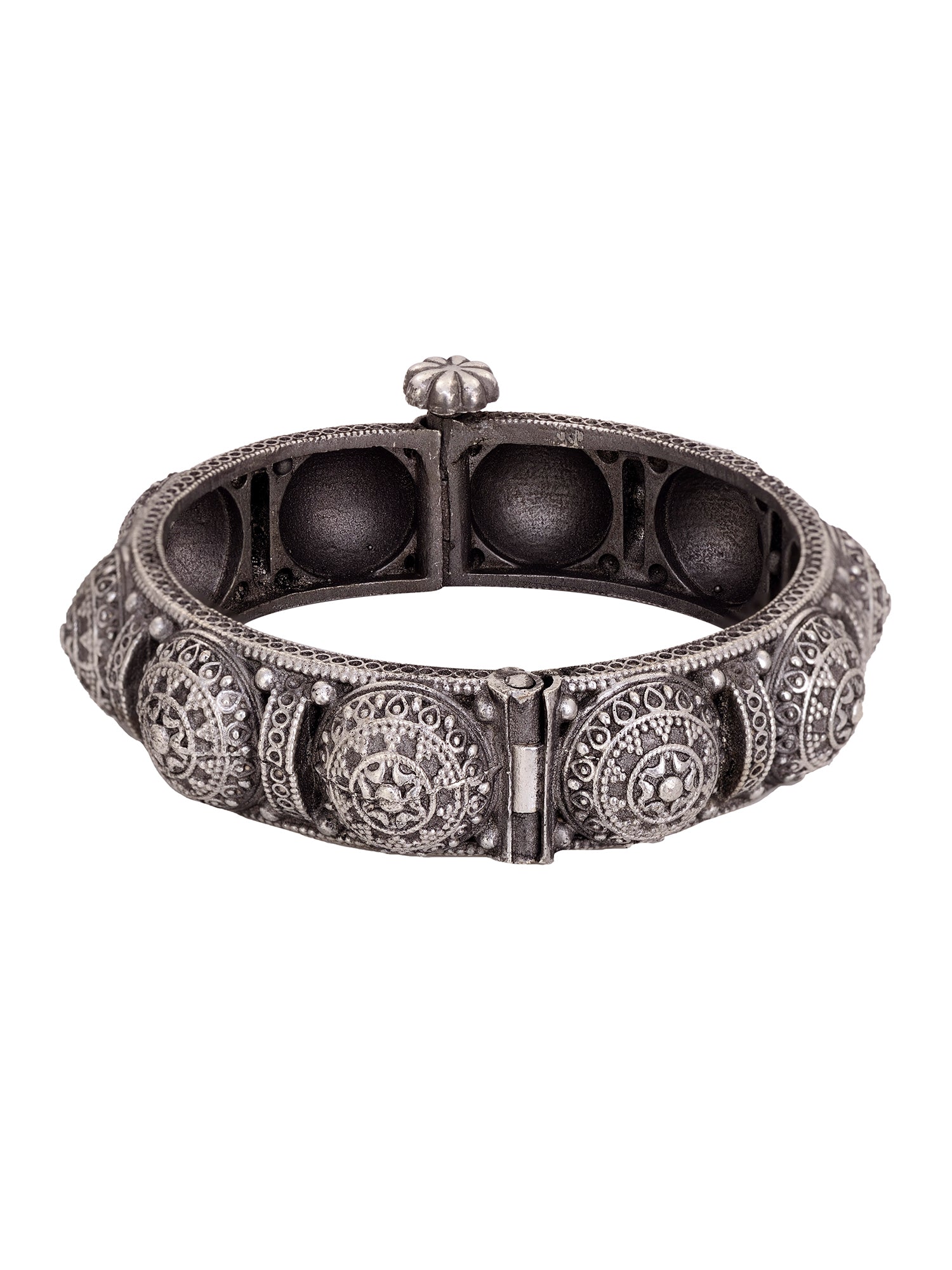 Oxidised Silver Plated Openable Kada Bracelet