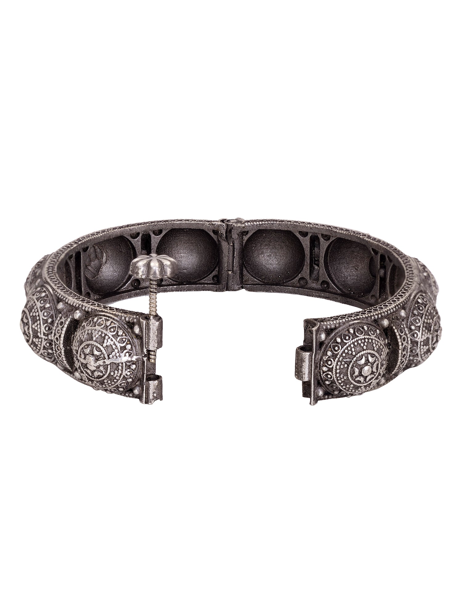 Oxidised Silver Plated Openable Kada Bracelet