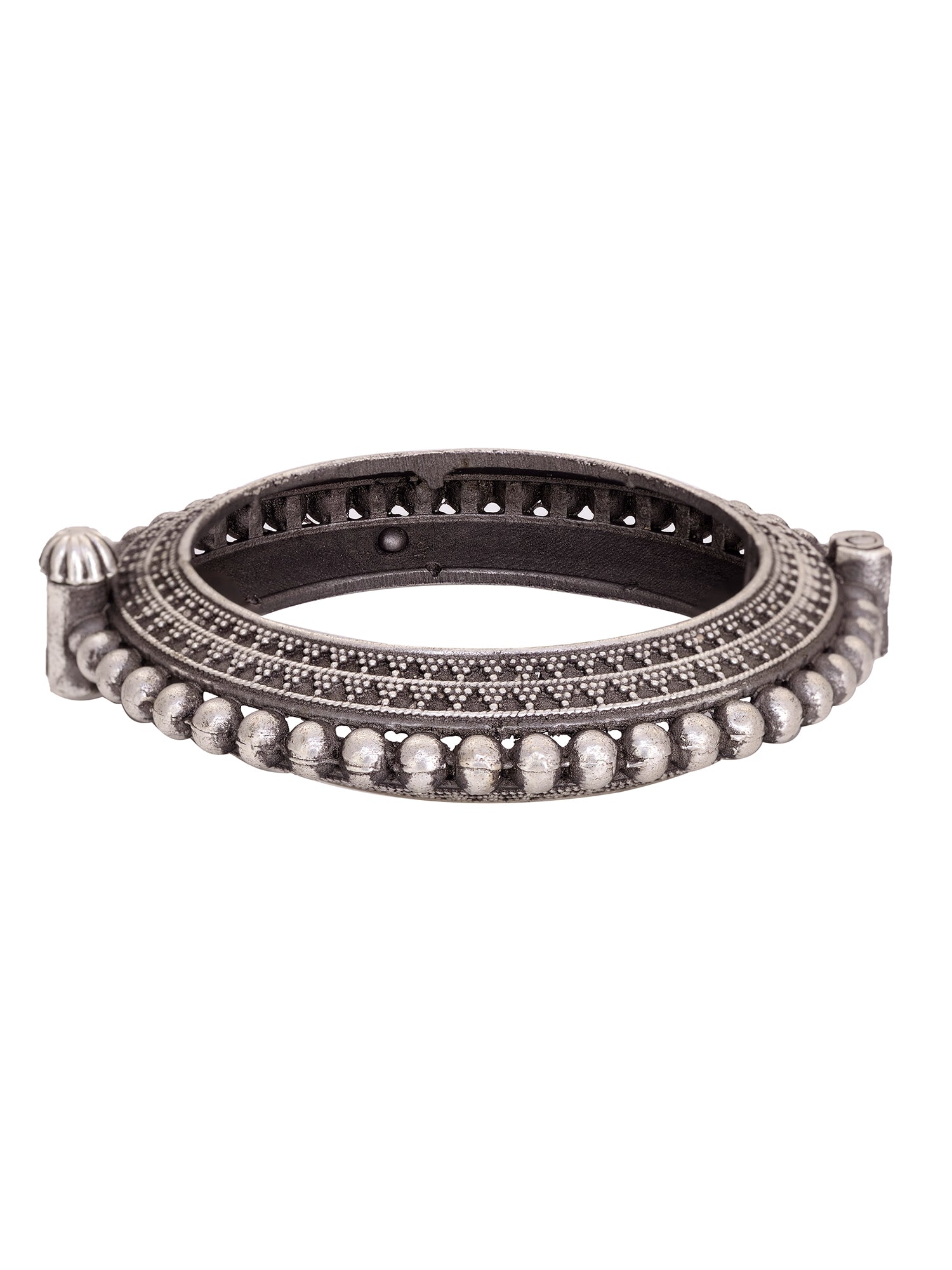 Oxidised Silver Toned Tribal kada Bracelet
