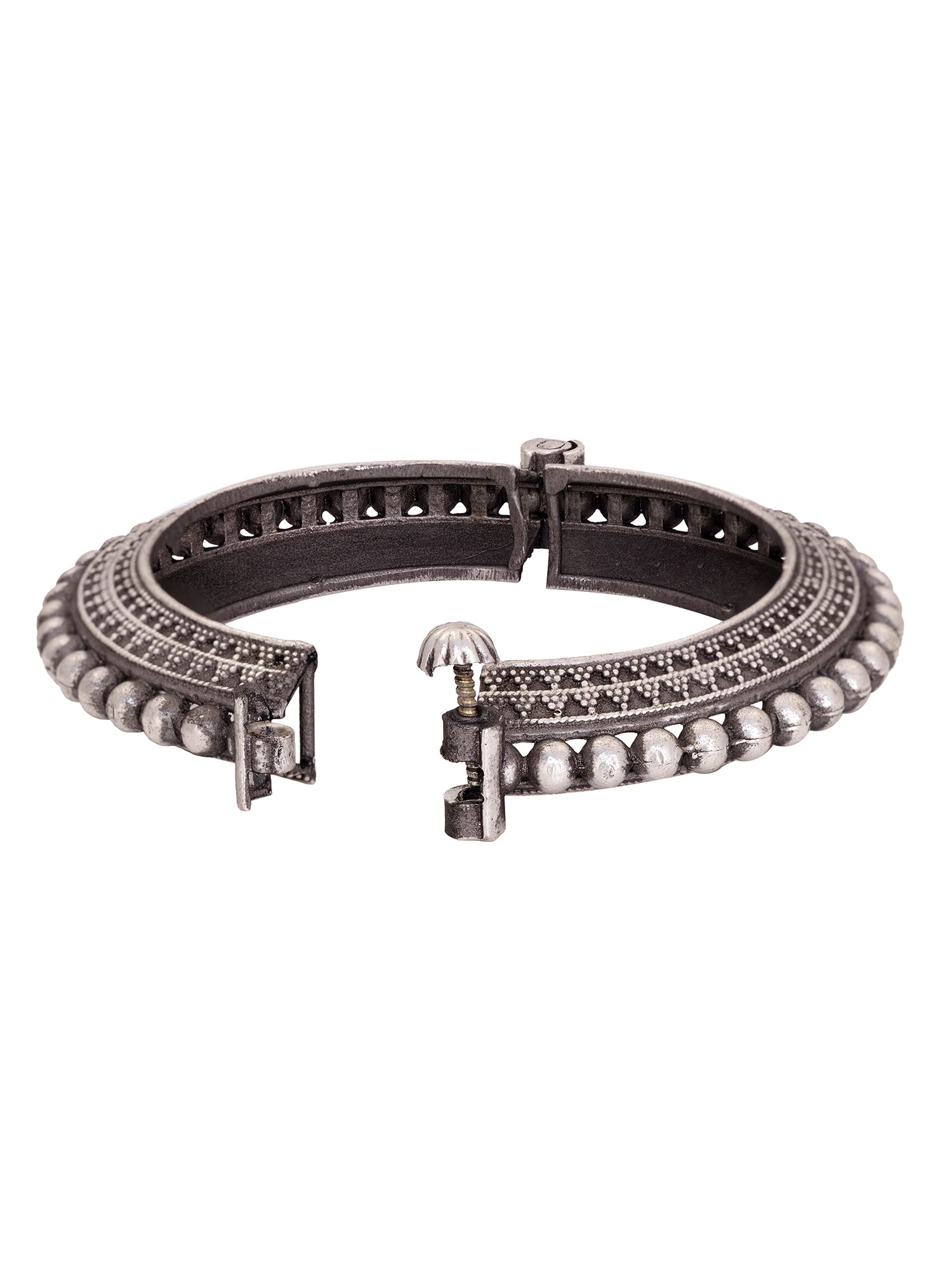 Oxidised Silver Toned Tribal kada Bracelet