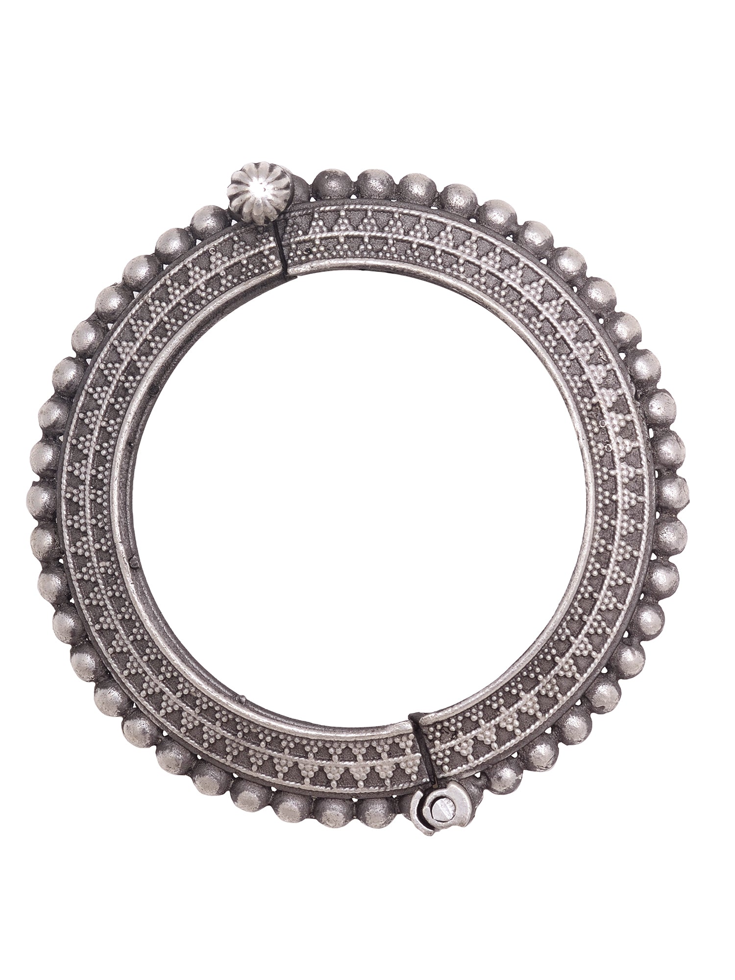 Oxidised Silver Toned Tribal kada Bracelet