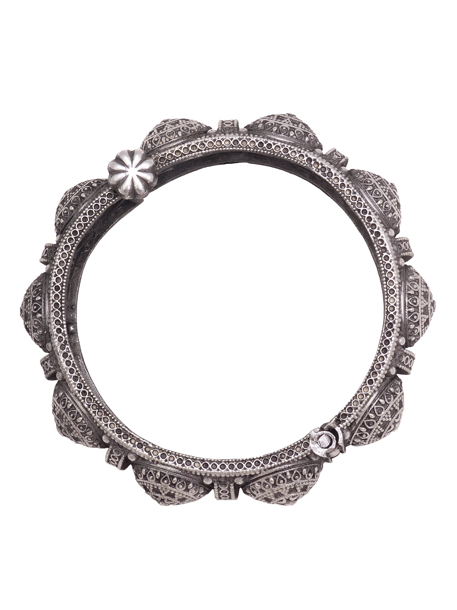 Oxidised Silver Plated Openable Kada Bracelet