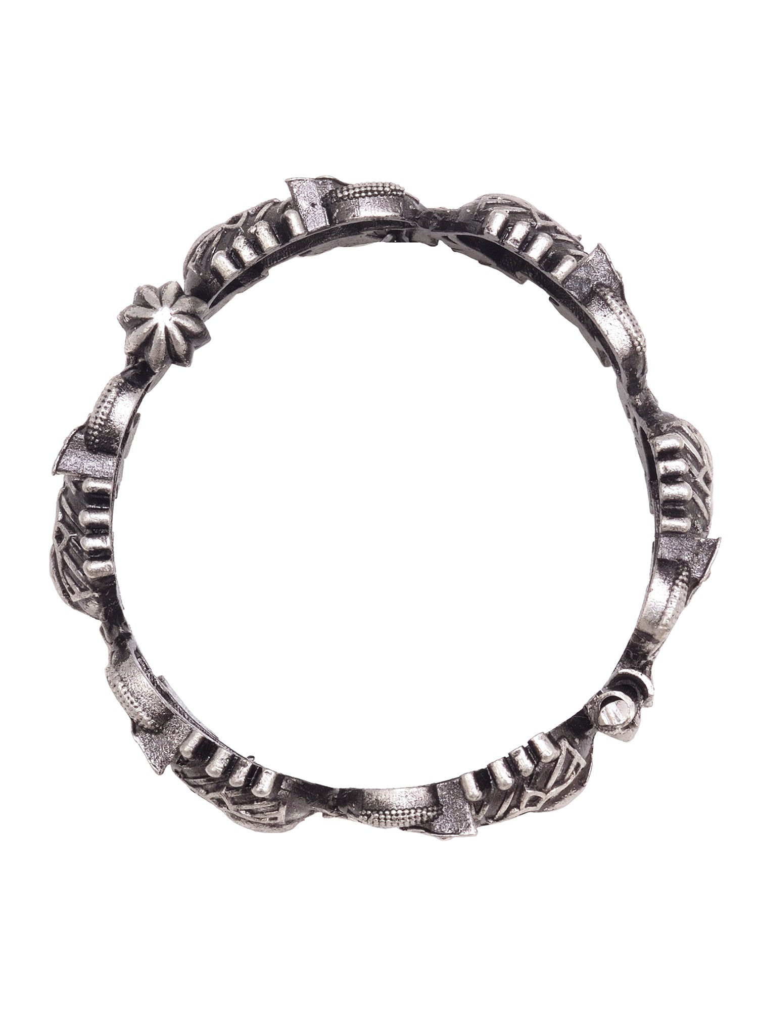 Oxidised Silver Toned Elephant Design Tribal kada Bracelet