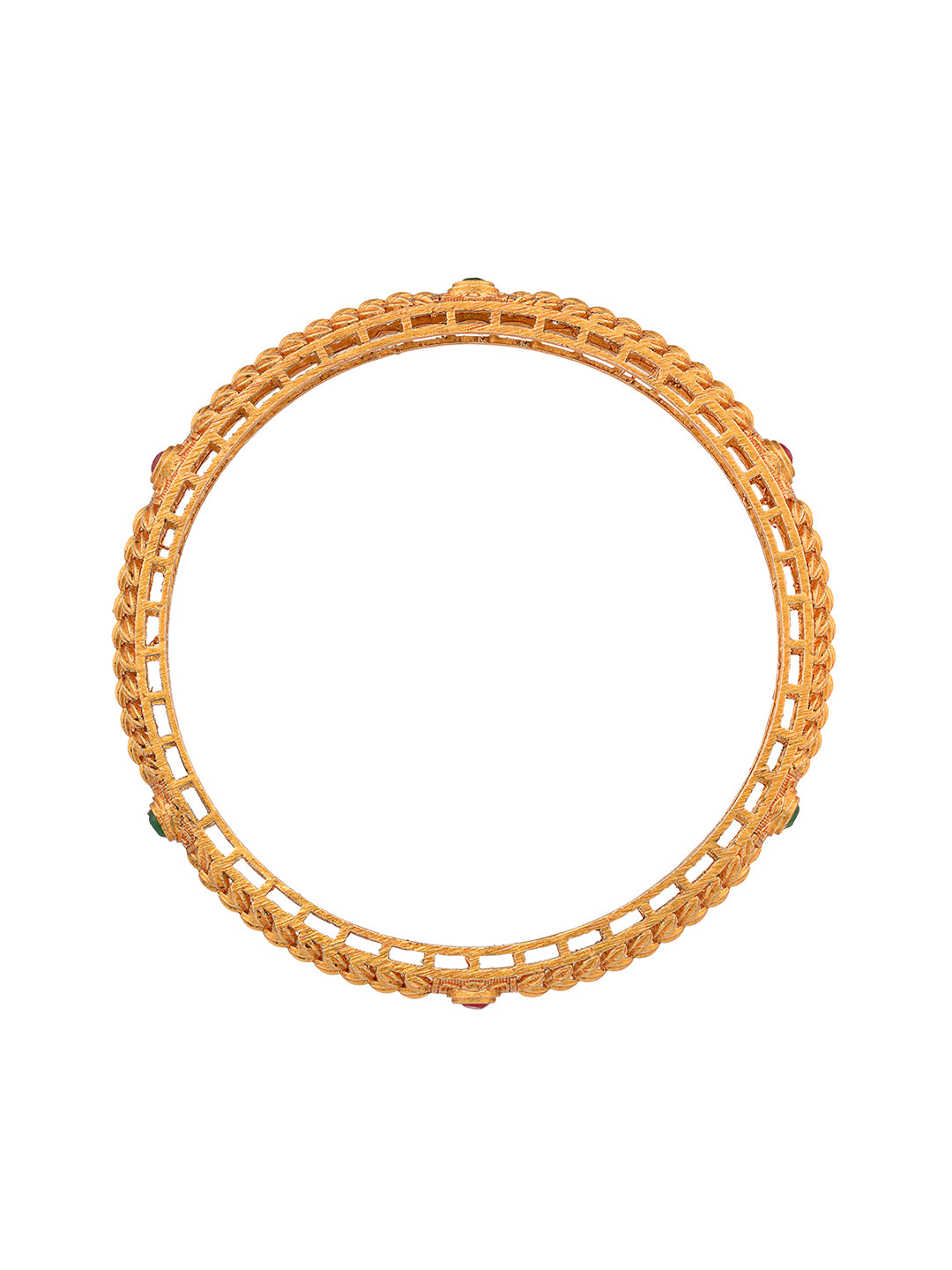 Set Of 6 24 CT Gold Plated Red Stone Studded Handcrafted Bangles For Regular Use