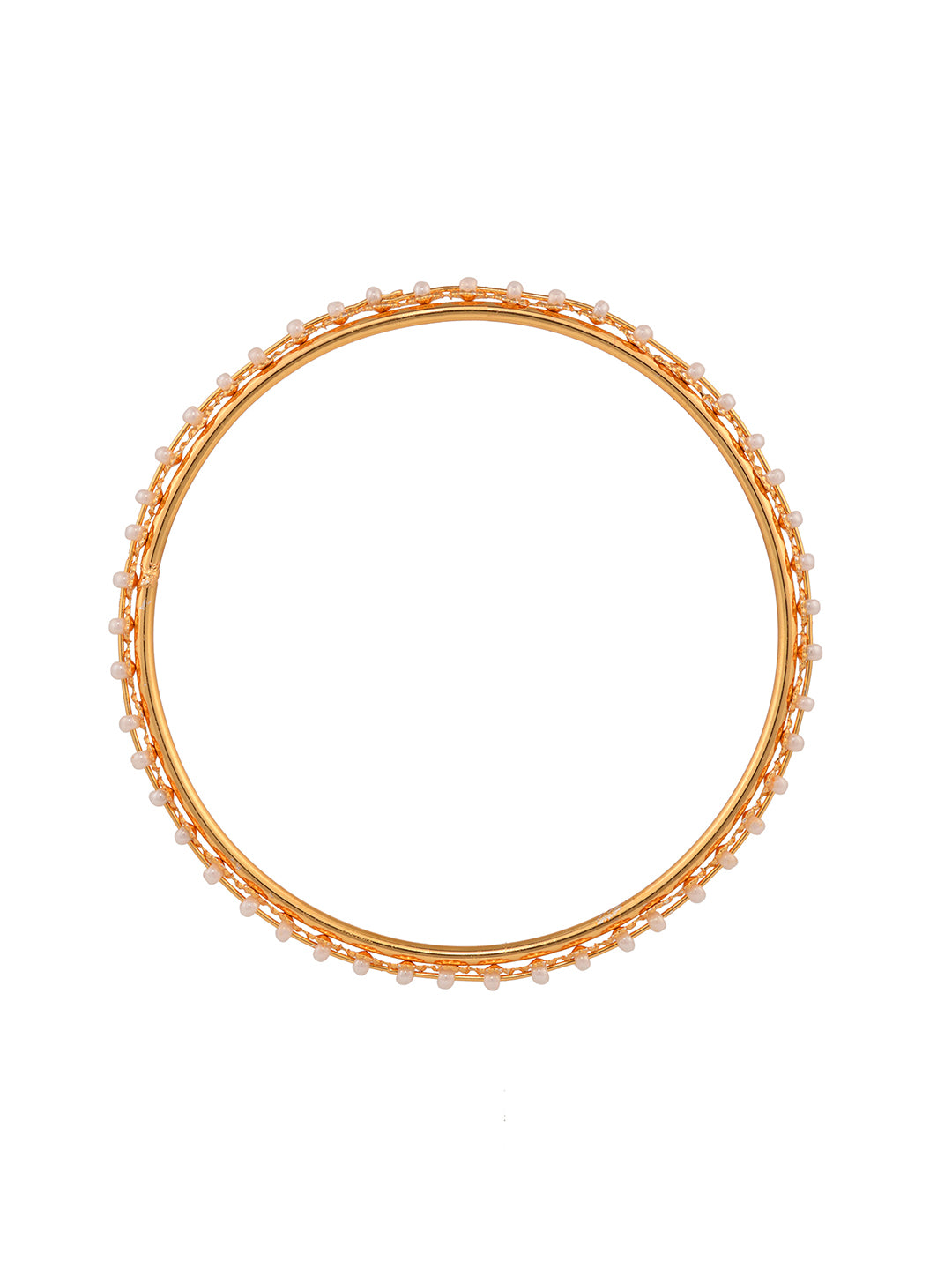 Set Of 12 Gold Plated & Pearl Studded Bangles