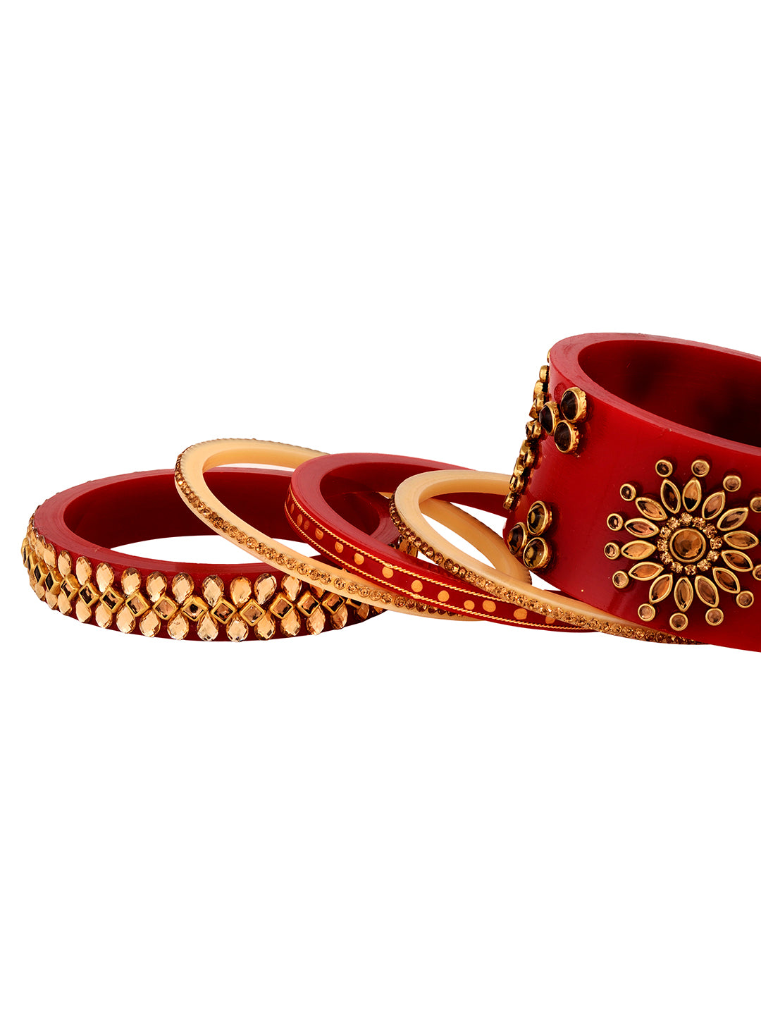Gold Plated Set Of 2 Matching Red Bangles Set Bridal Wedding Chuda