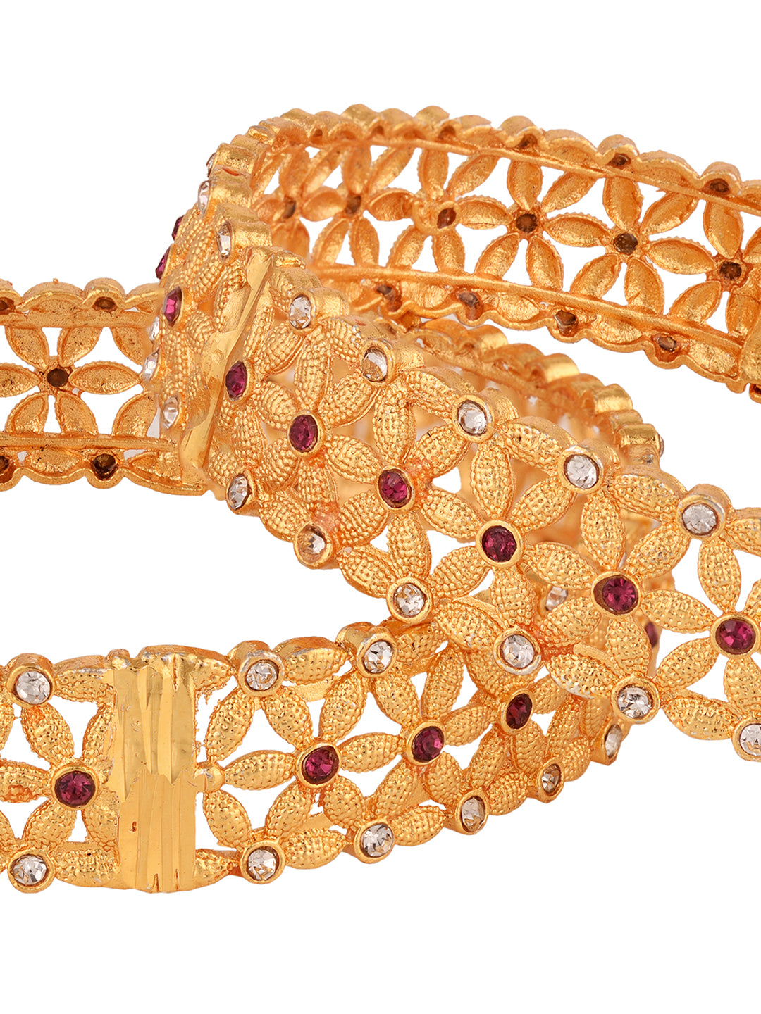 Gold Plated Set of 2 Tiny AD Studded Matching Bangles