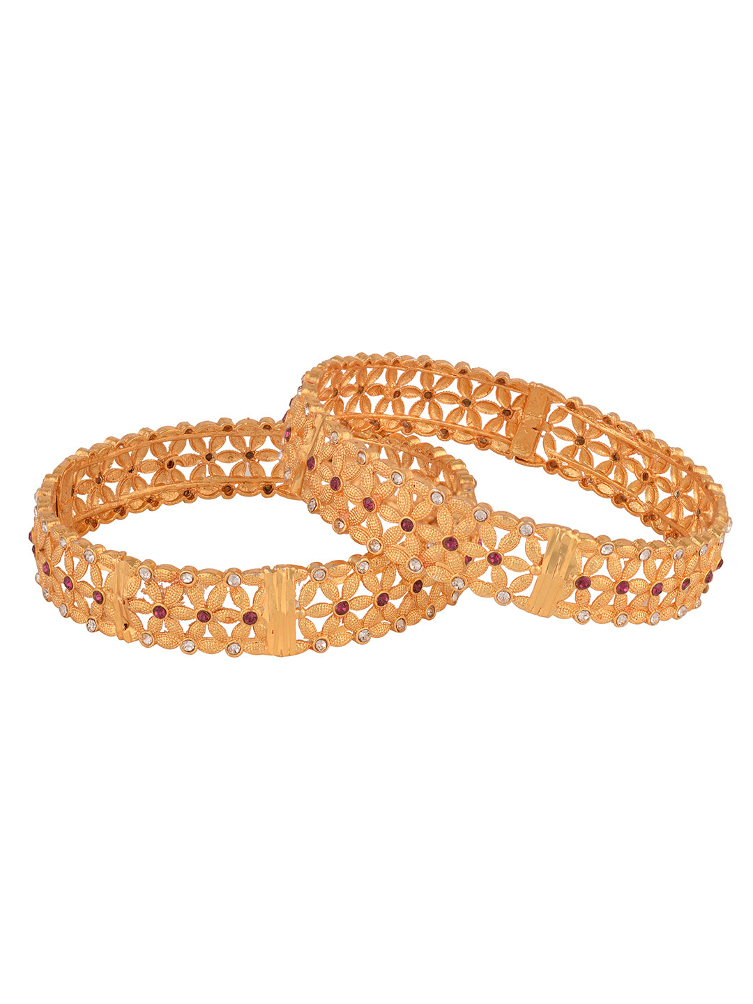 Gold Plated Set of 2 Tiny AD Studded Matching Bangles