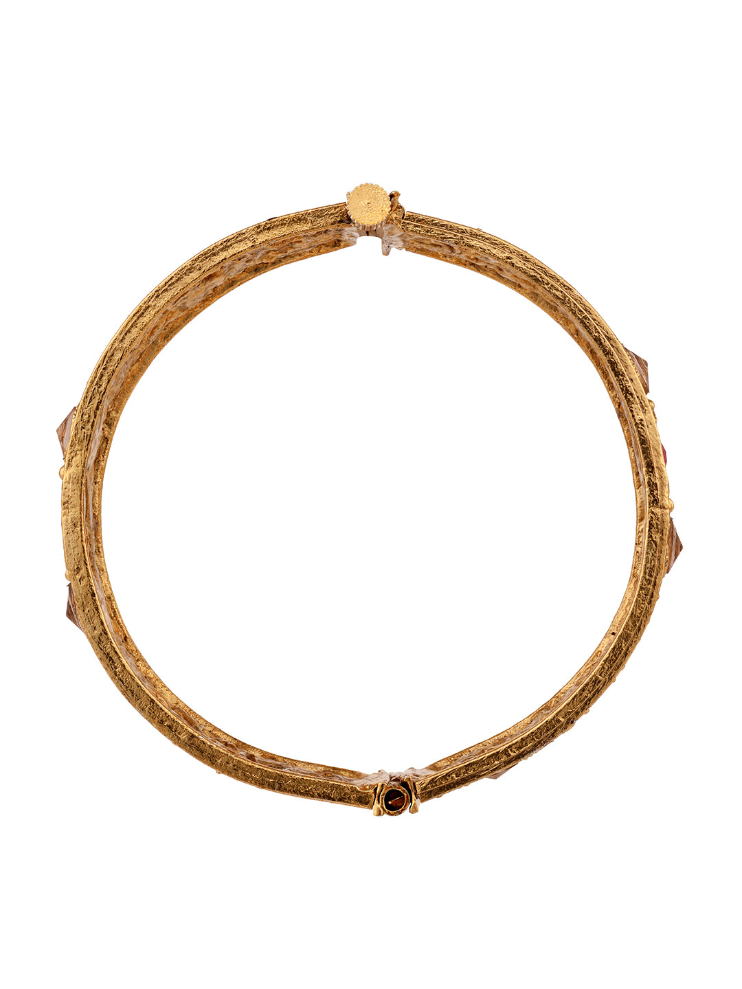 Set Of 2 Gold Plated Multi stone Studded Antique Bangles