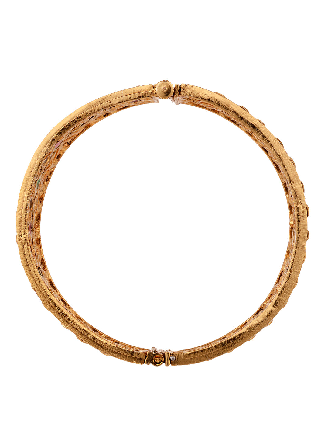 Set Of 2 Gold Plated Multi stone Studded Antique Bangles