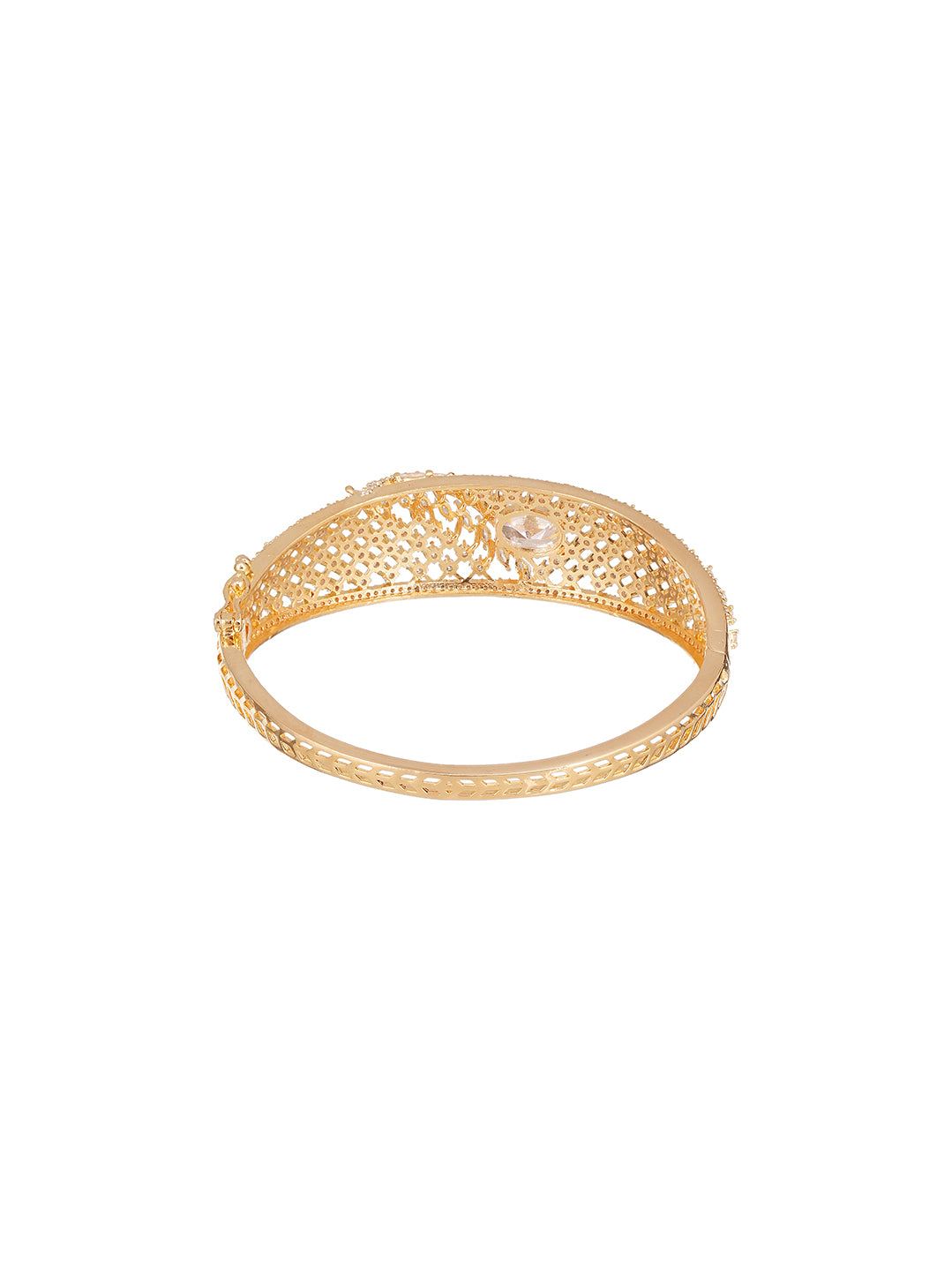 Gold Plated White AD Openable Kada Bracelet