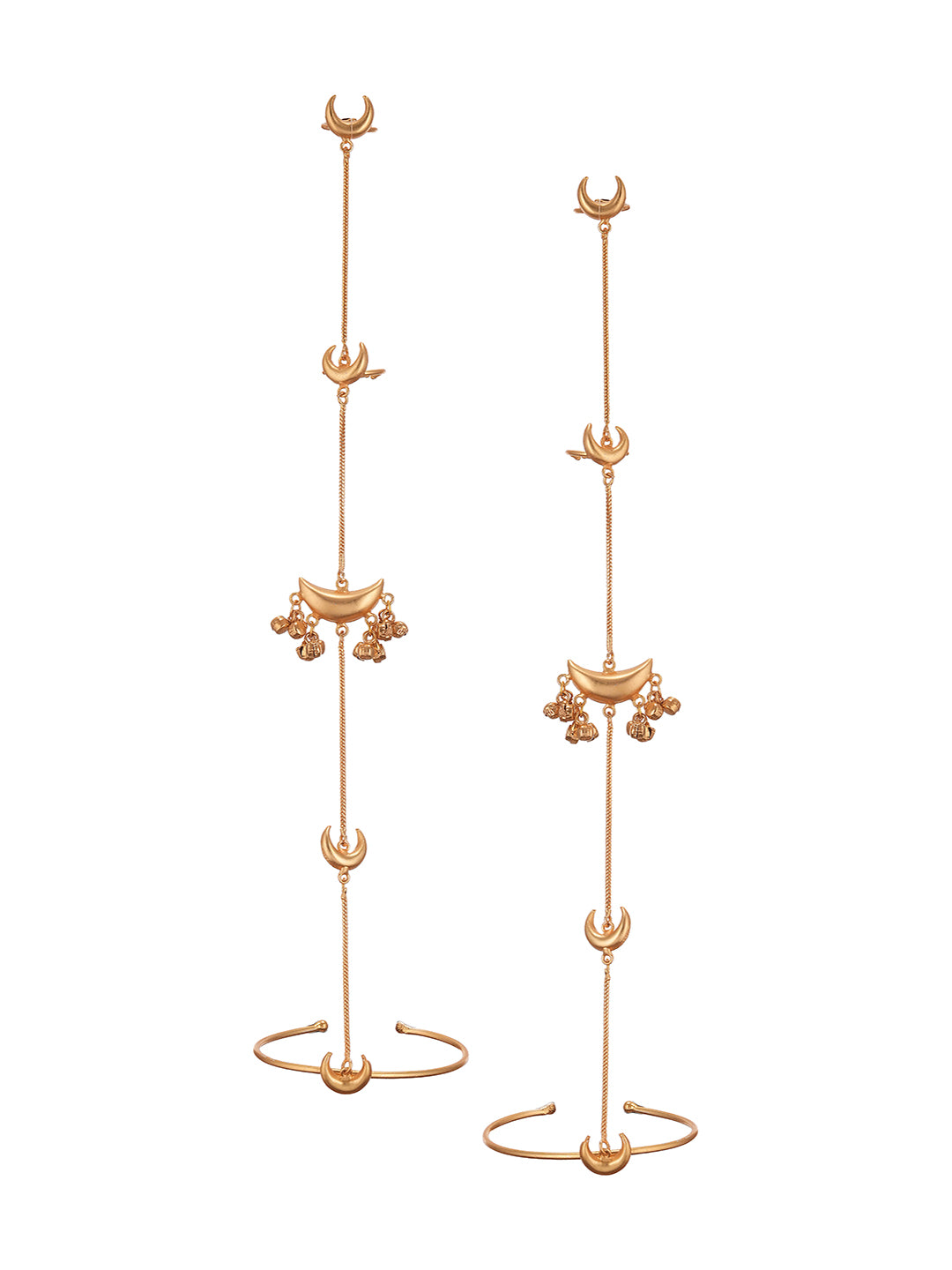 Set Of 2 Gold Plated Chand Ghungroo Single Line Minimal Statement Hathphool