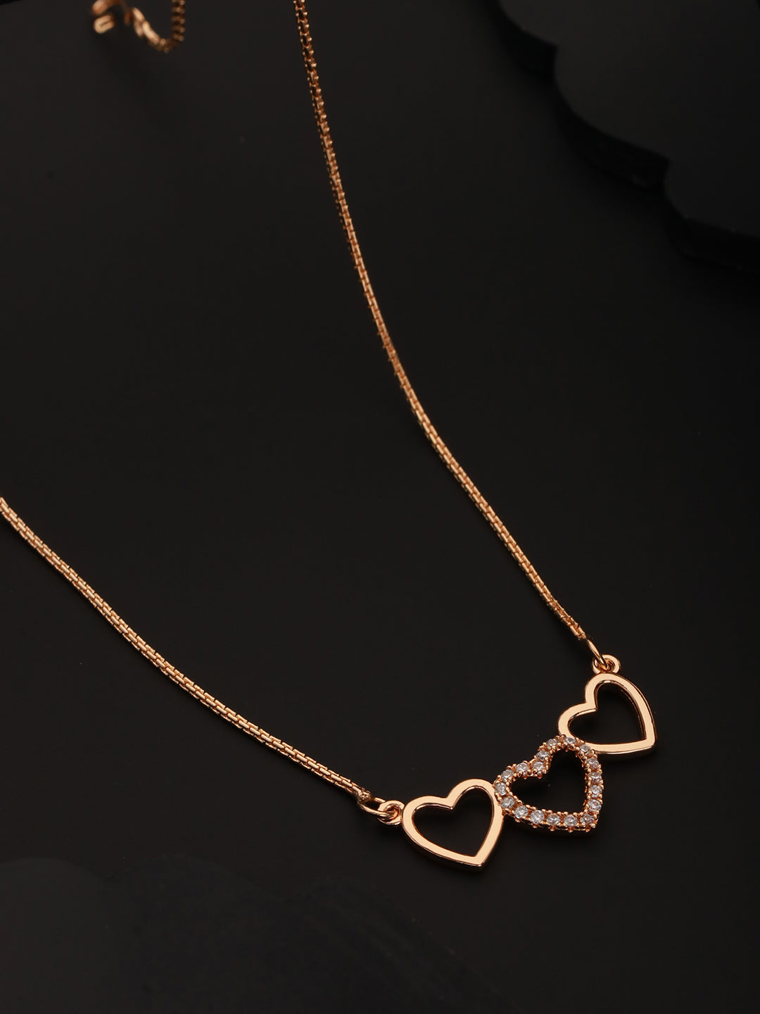 Matt Gold Toned Heart Shaped Minimal Chain Necklace