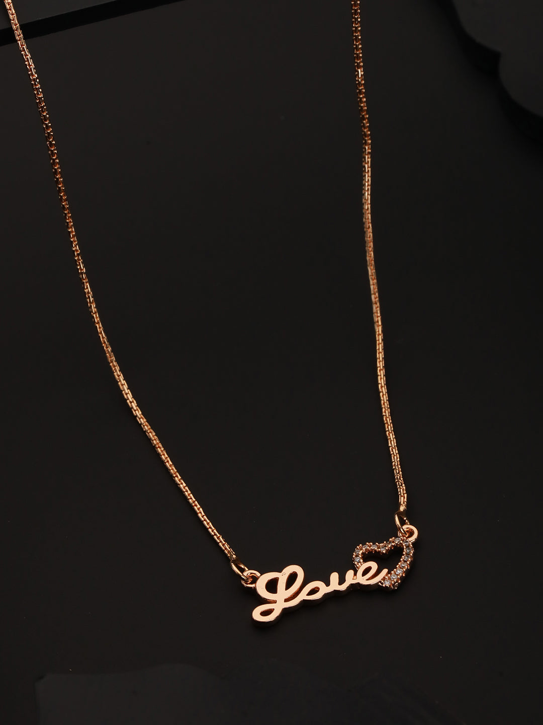 Matt Rose Gold Toned Love Minimal Chain Necklace