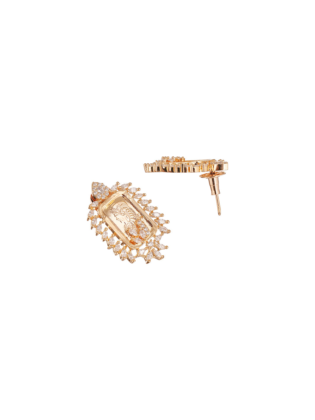 Rose Gold Plated White AD Rectangular Coin Frame Pendant Jewellery Set