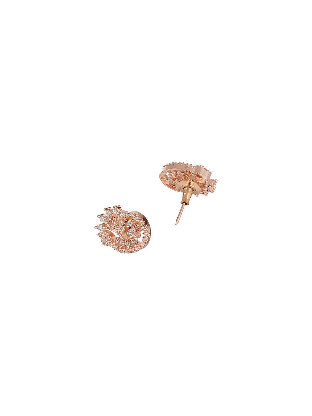 Rose Gold Plated White AD Round Swirl Pendant Jewellery Set