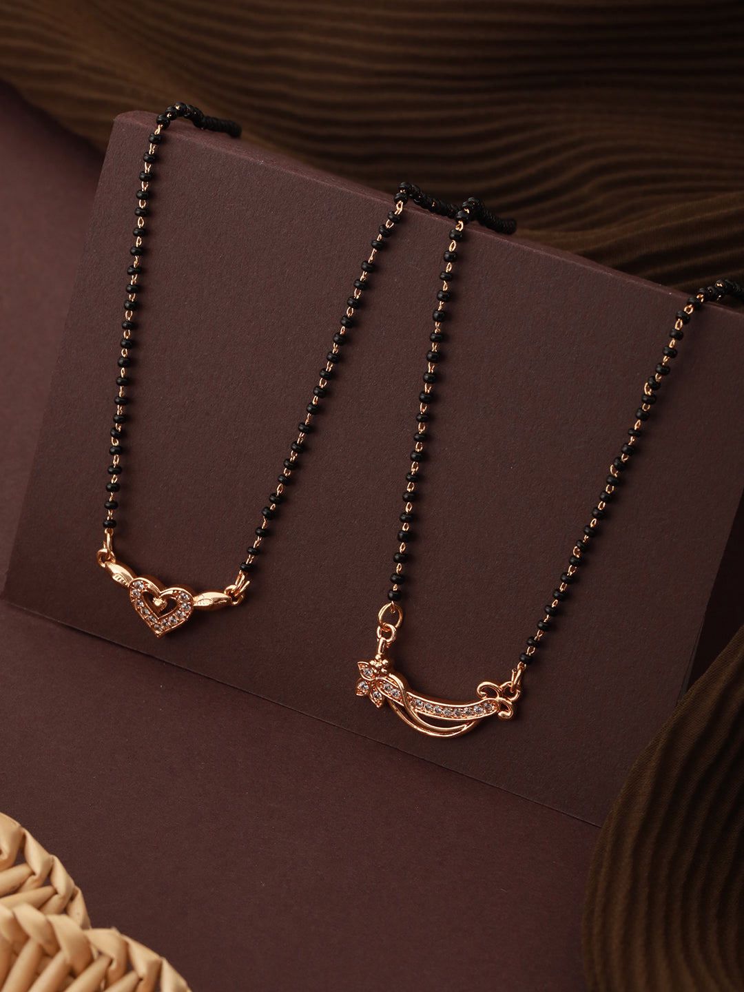 Set Of 2 Gold Toned AD Studded Delicate mangalsutra COMBO