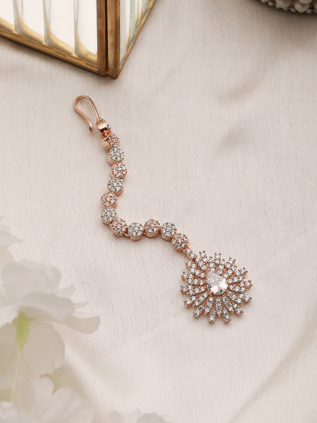 Dropshaped Diamond Maang Tikka Handcrafted and stylish for Women & Girls