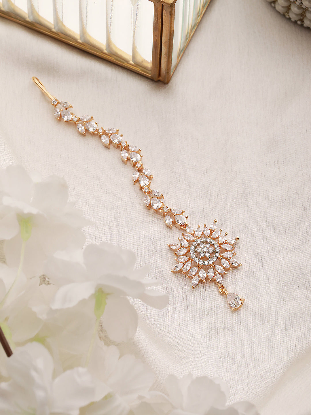 Gold plated Stylish Diamond Maang Tikka for Women & Girls