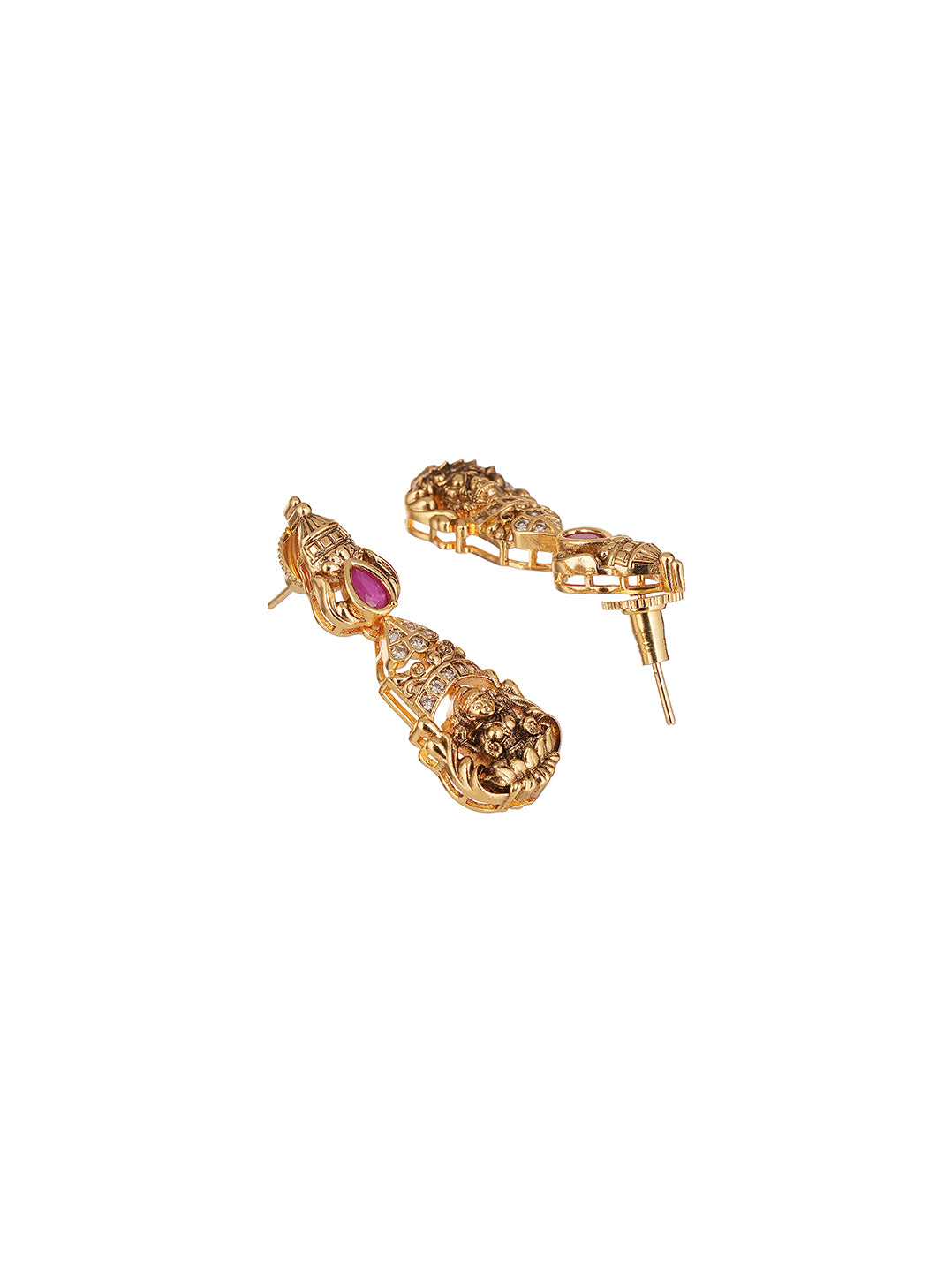 Antique Gold Plated Ruby Stone Lakshmi Temple Necklace Jewellery Set