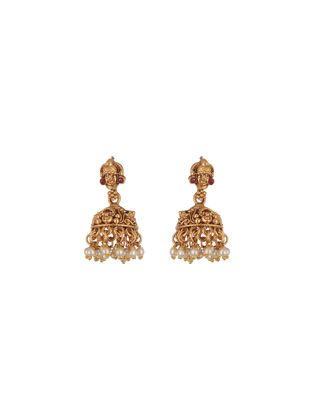 Antique Gold Plated Lakshmi Pendant Gold Bead Long Necklace Set