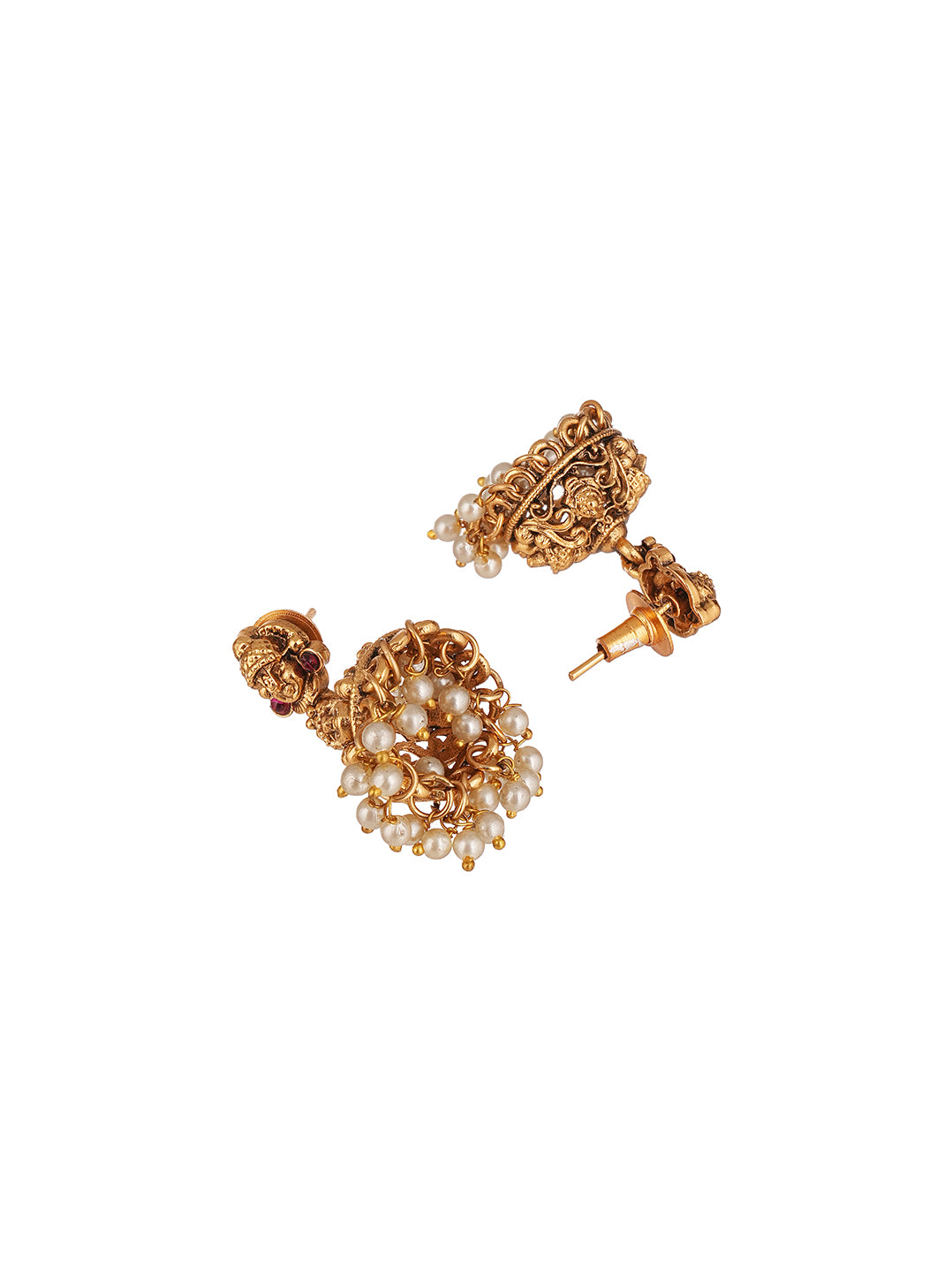 Antique Gold Plated Lakshmi Pendant Gold Bead Long Necklace Set