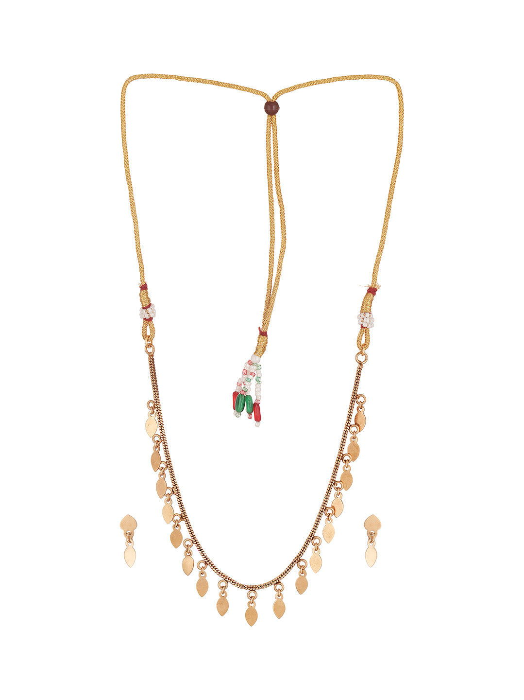 Gold Plated Minimal Leaf Drop Necklace Jewellery Set
